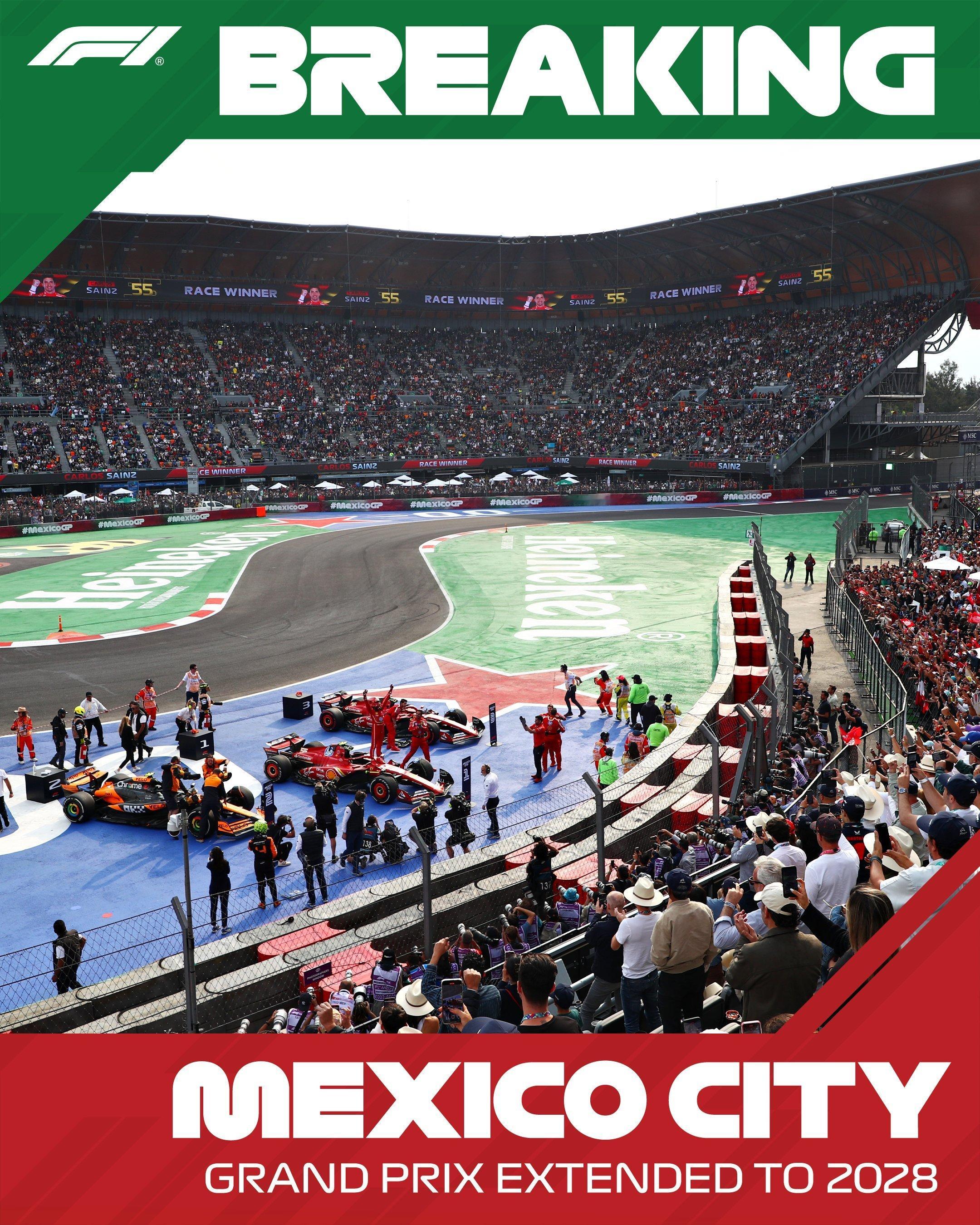 F1墨西哥🇲🇽大奖赛续约至2028赛季[哈哈][二哈]F1赛车2025F1墨