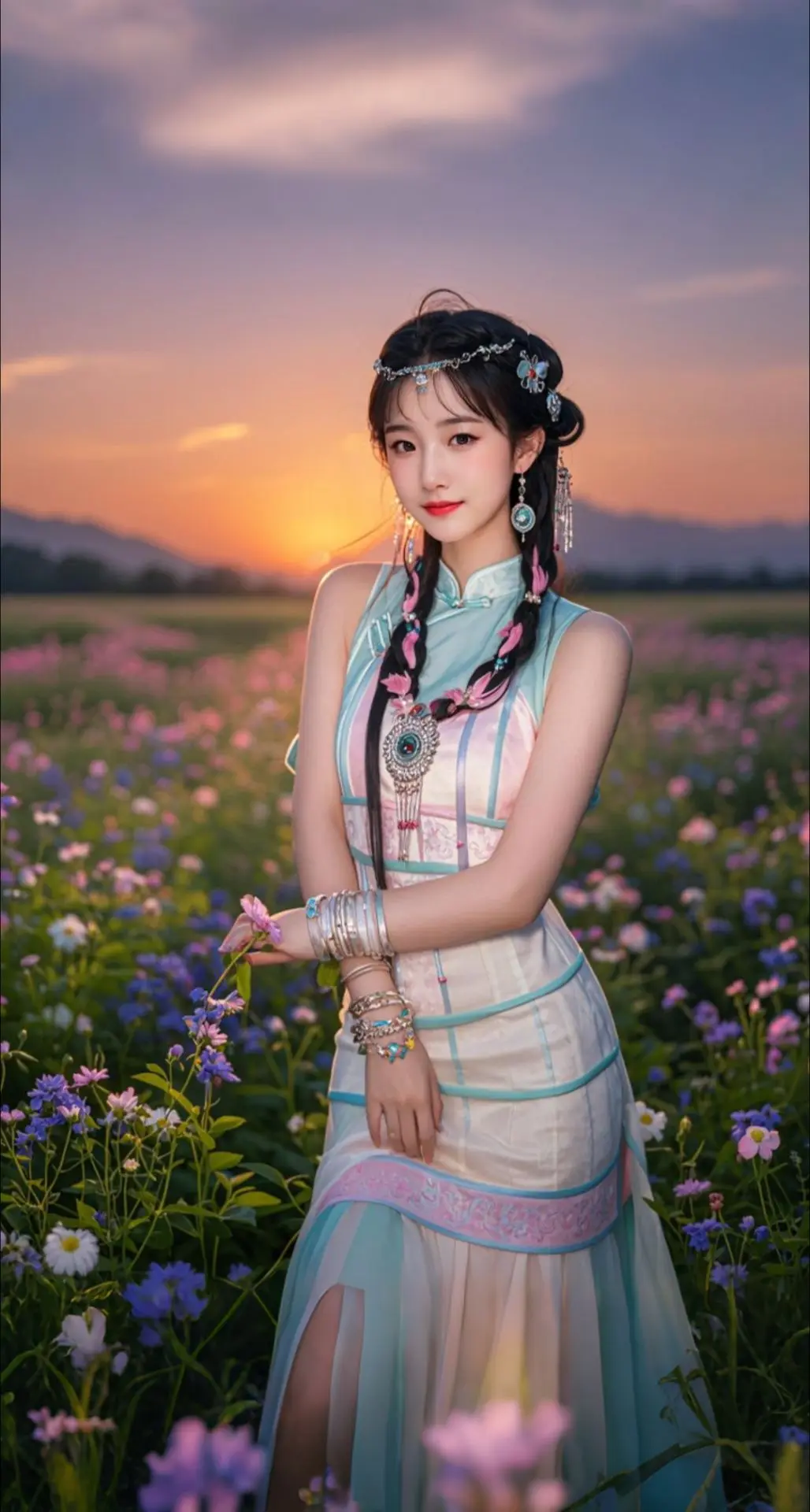 AI扩图 AI楼兰花漾少女