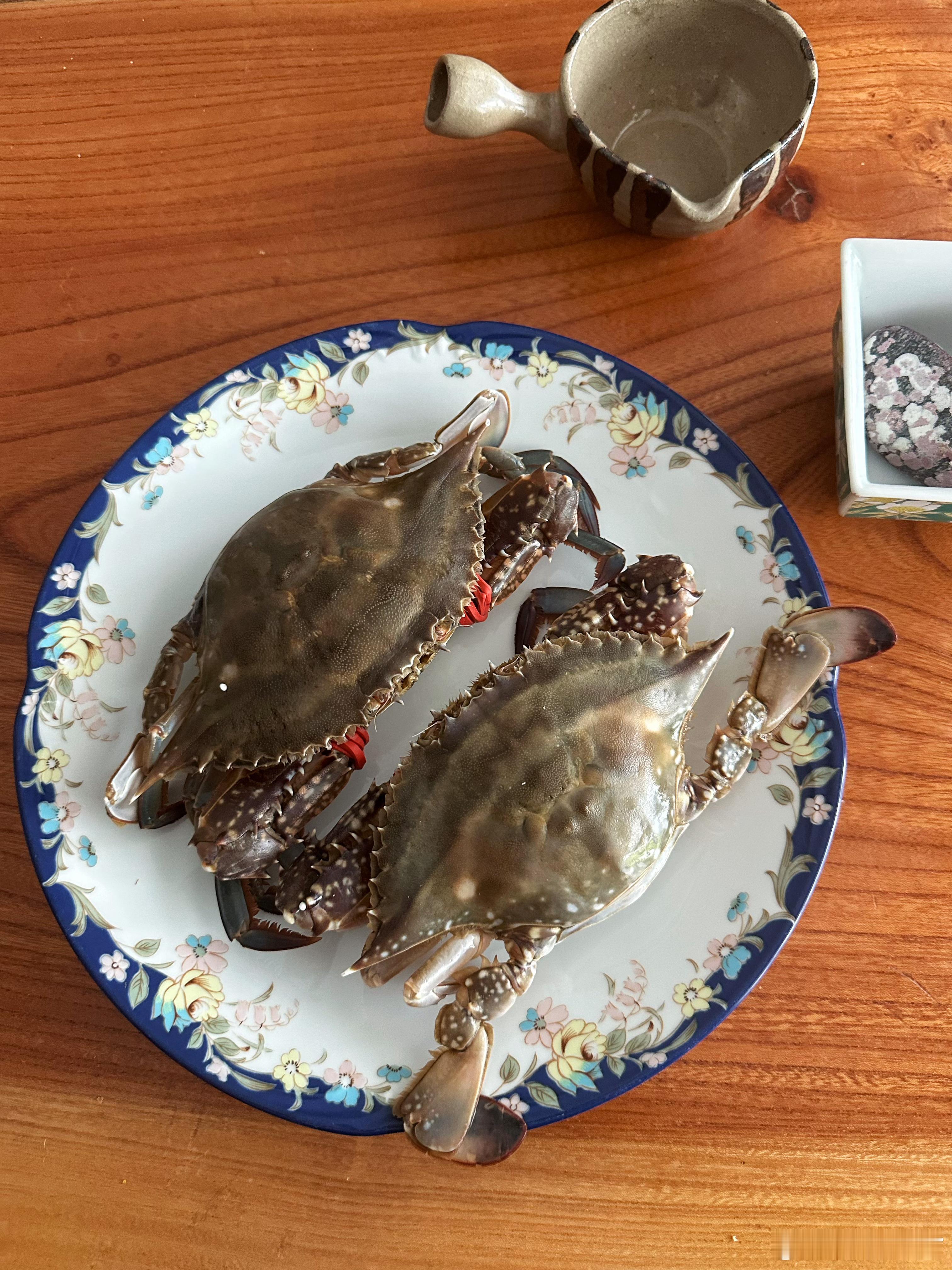 邻居给的莱州梭子蟹[嘻嘻]还活的，现在就蒸。随手拍烟台日常记录烟台美食螃蟹 ​​