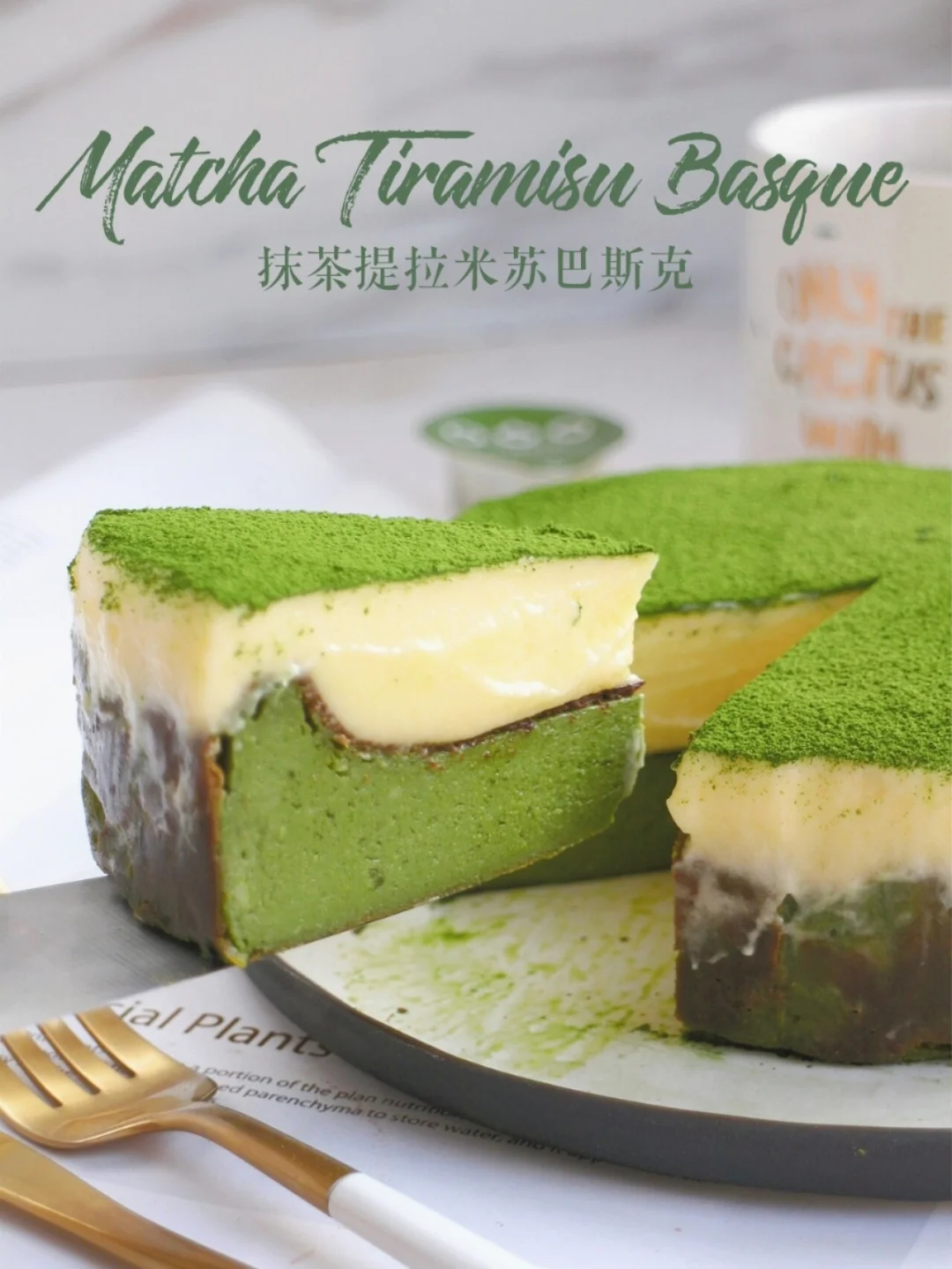 美味爆击‼️抹茶提拉米苏巴斯克蛋糕