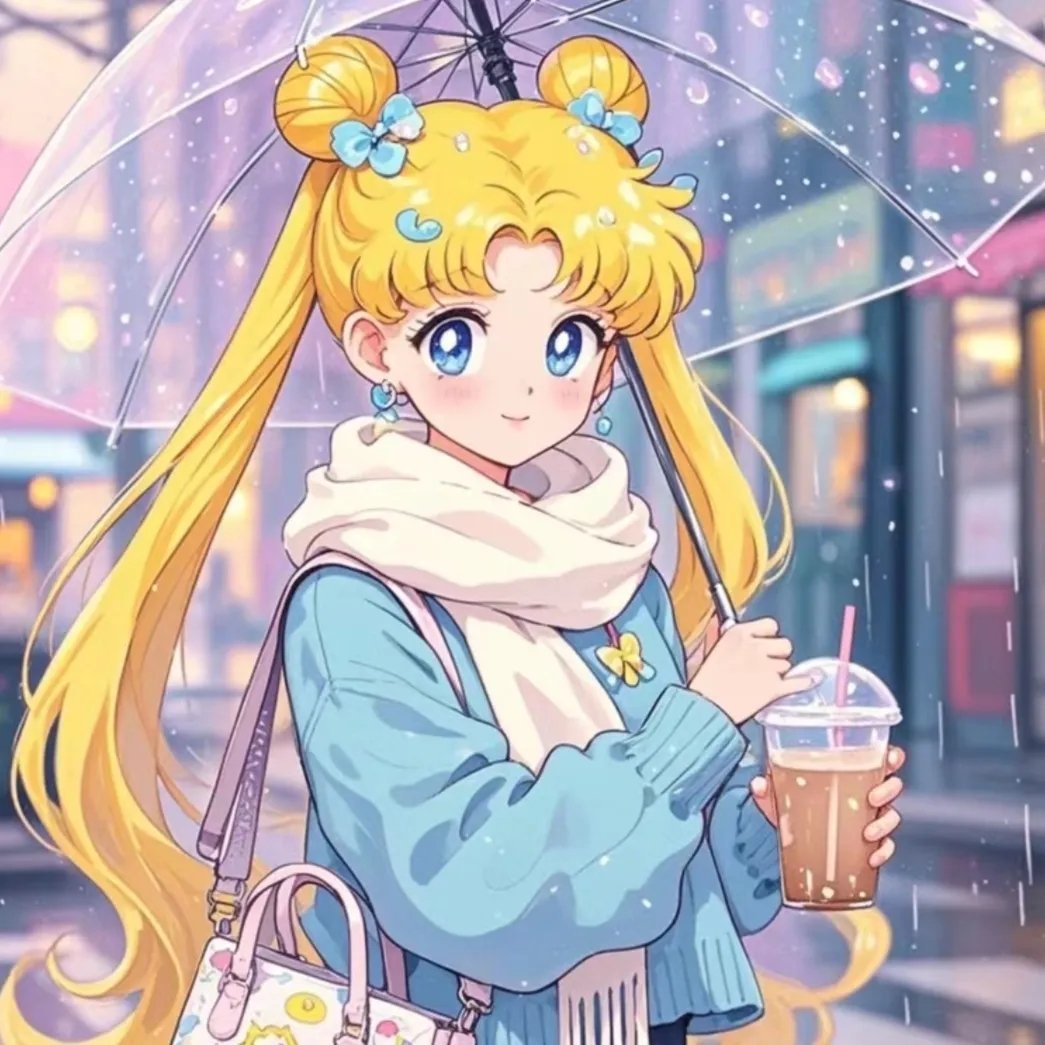 #动漫[超话]##漫视界企划##美少女战士# 雨中月野兔，下雨天和热奶茶更配噢。
