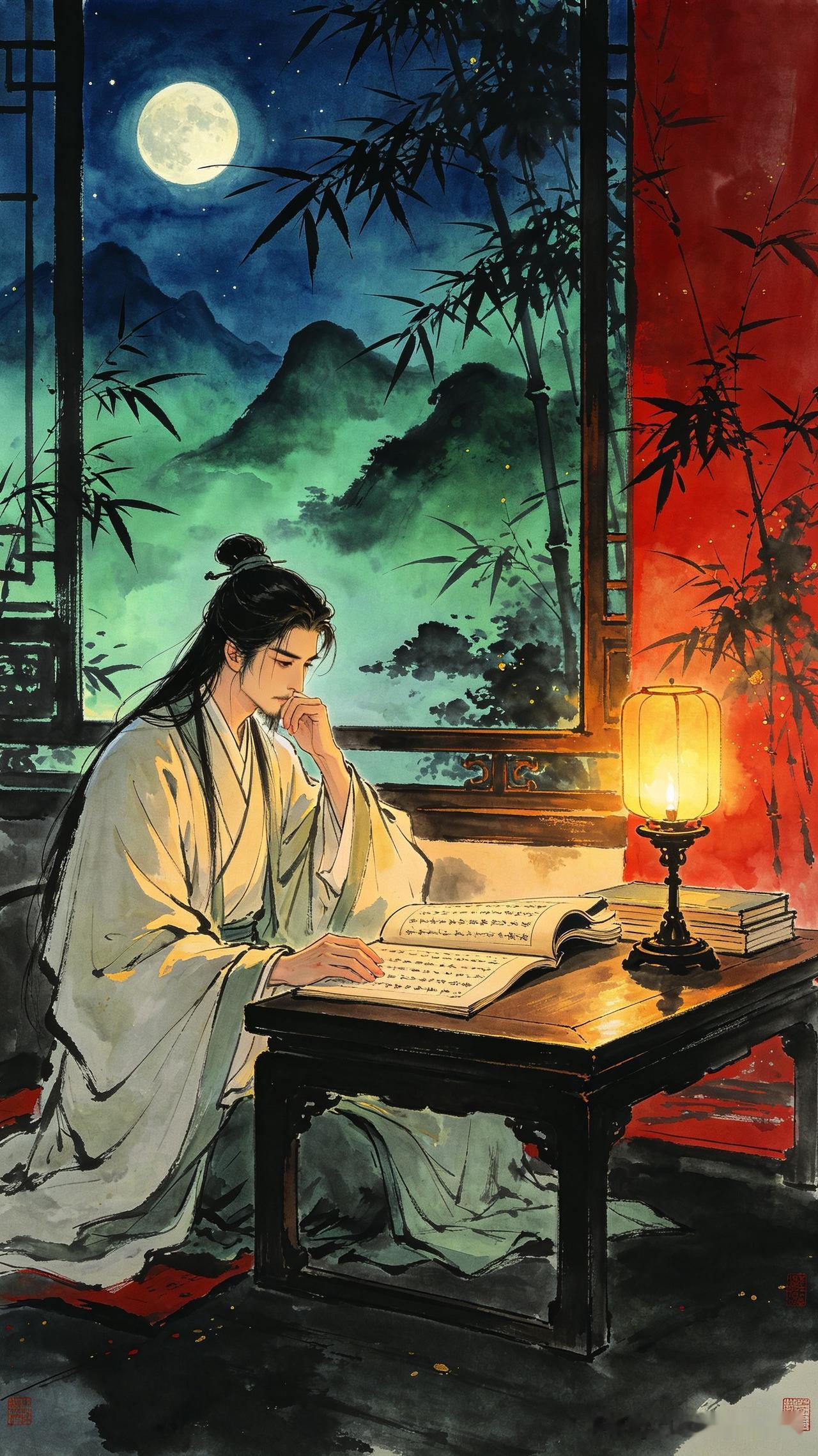 掩卷长嗟更漏残，
千秋遗恨墨痕间。
今宵剩有孤檠在，
      
…………请师