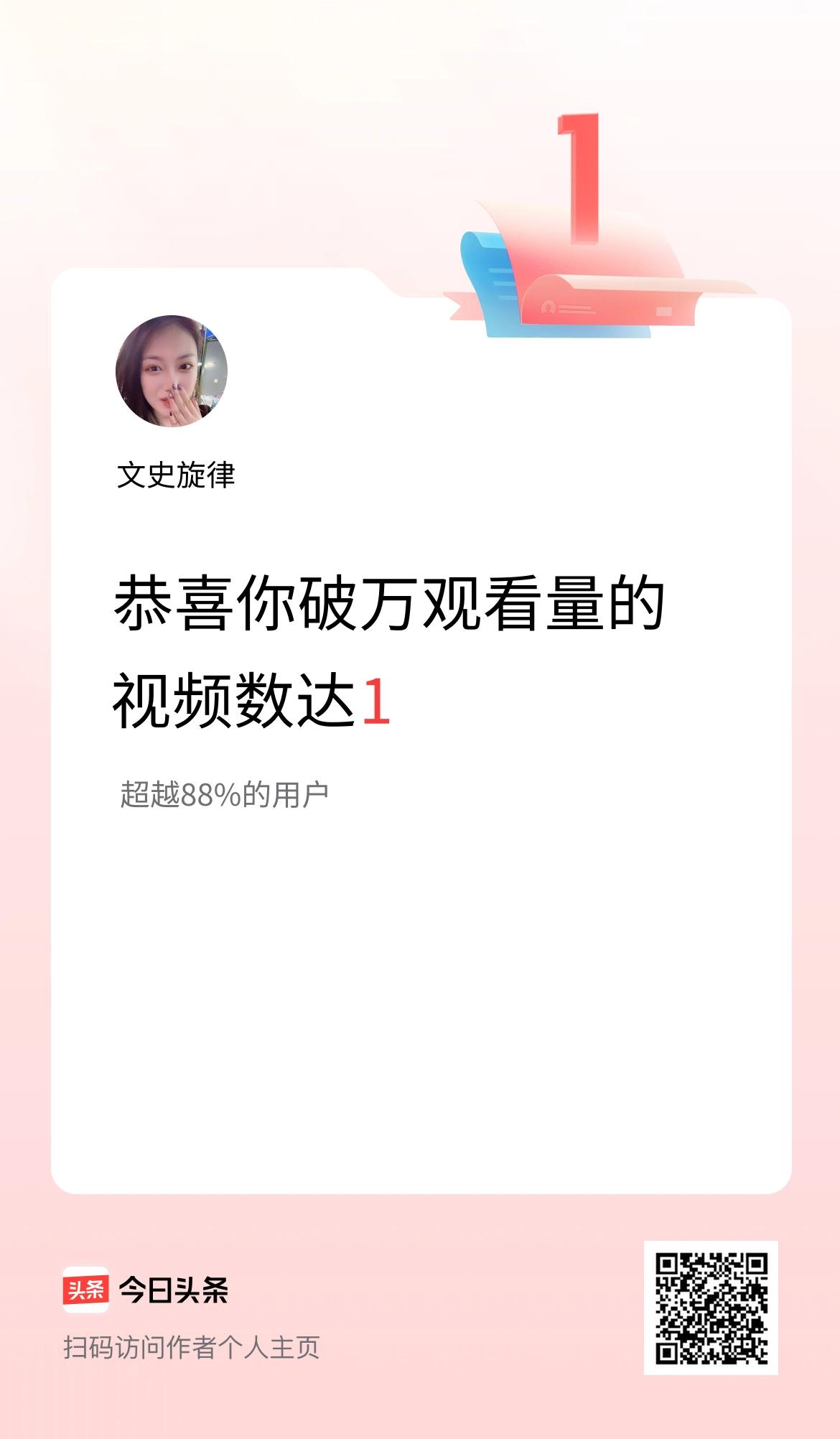 我在头条有1条视频播放量破万了！