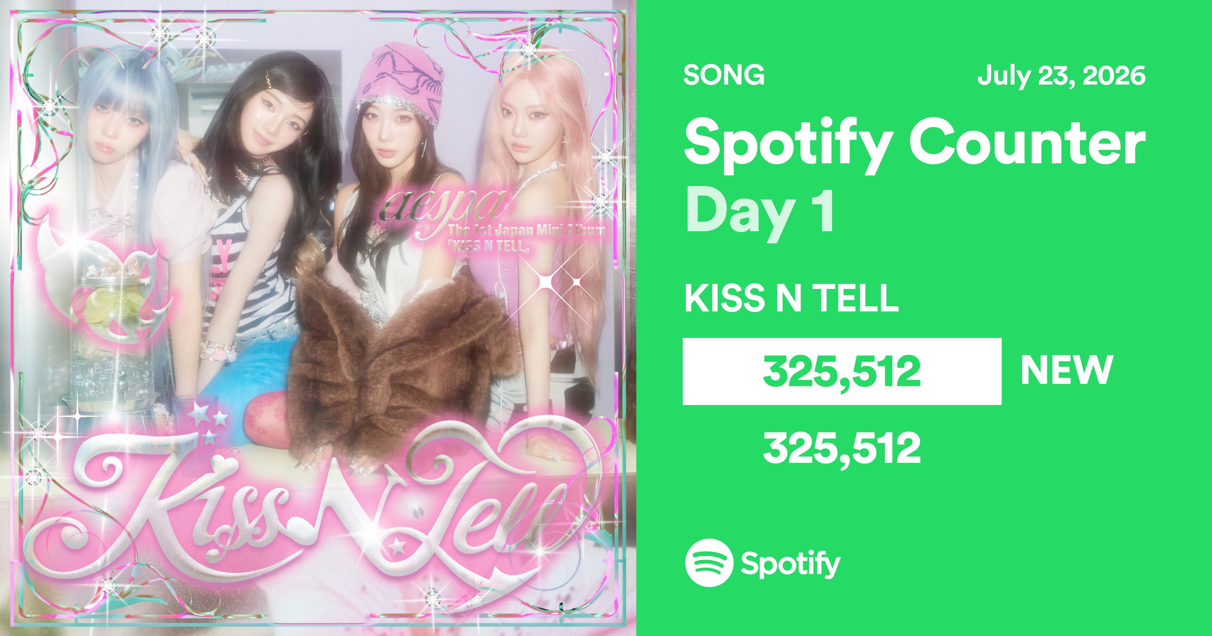 《KISS N TELL》Spotify首日流媒325512晚上十一点发布流媒仅