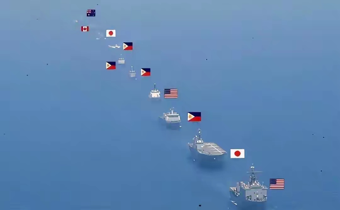 美日菲抵近中国近海舞枪弄棒所谓的军演，其实就是美国带着几个小弟来中国家门前搞事情