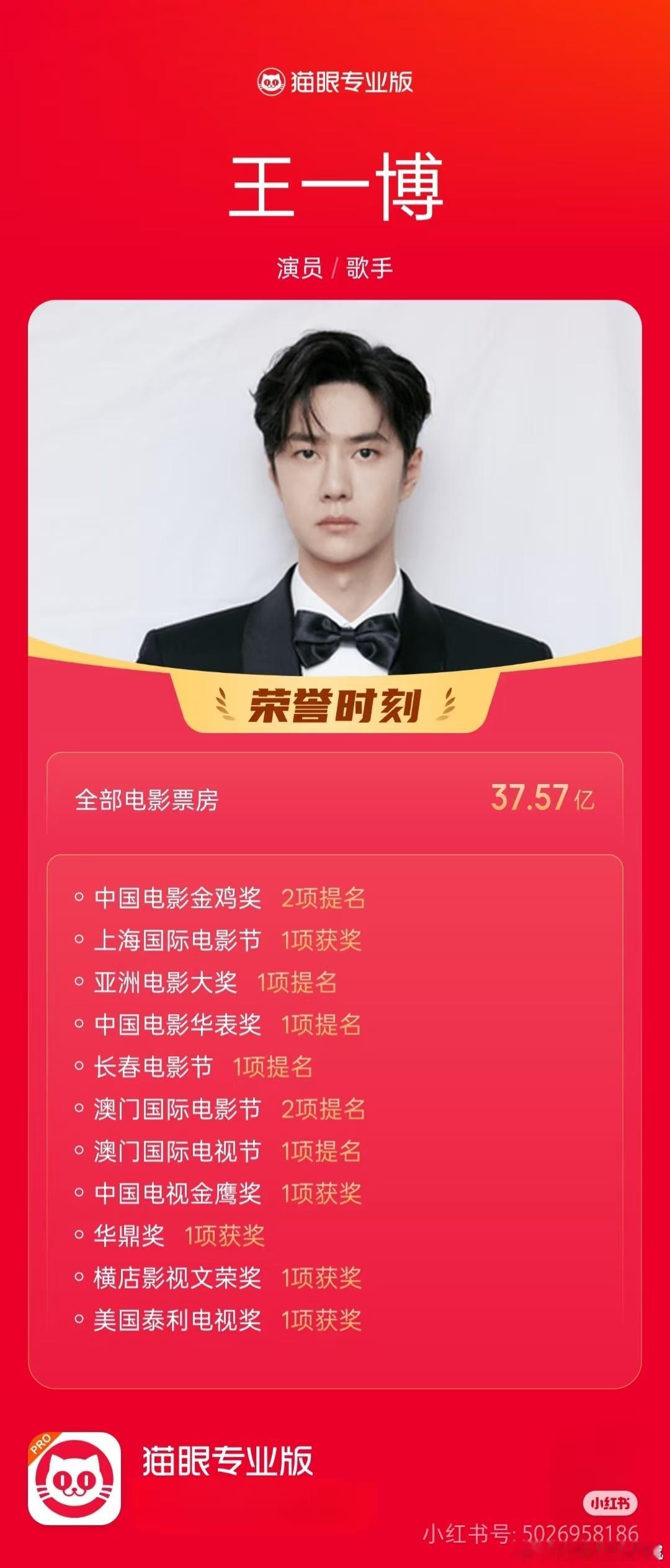 很强，真的很强！王一博影视体育方面，正经官方奖，都好长！做为作为歌手演员，做为运