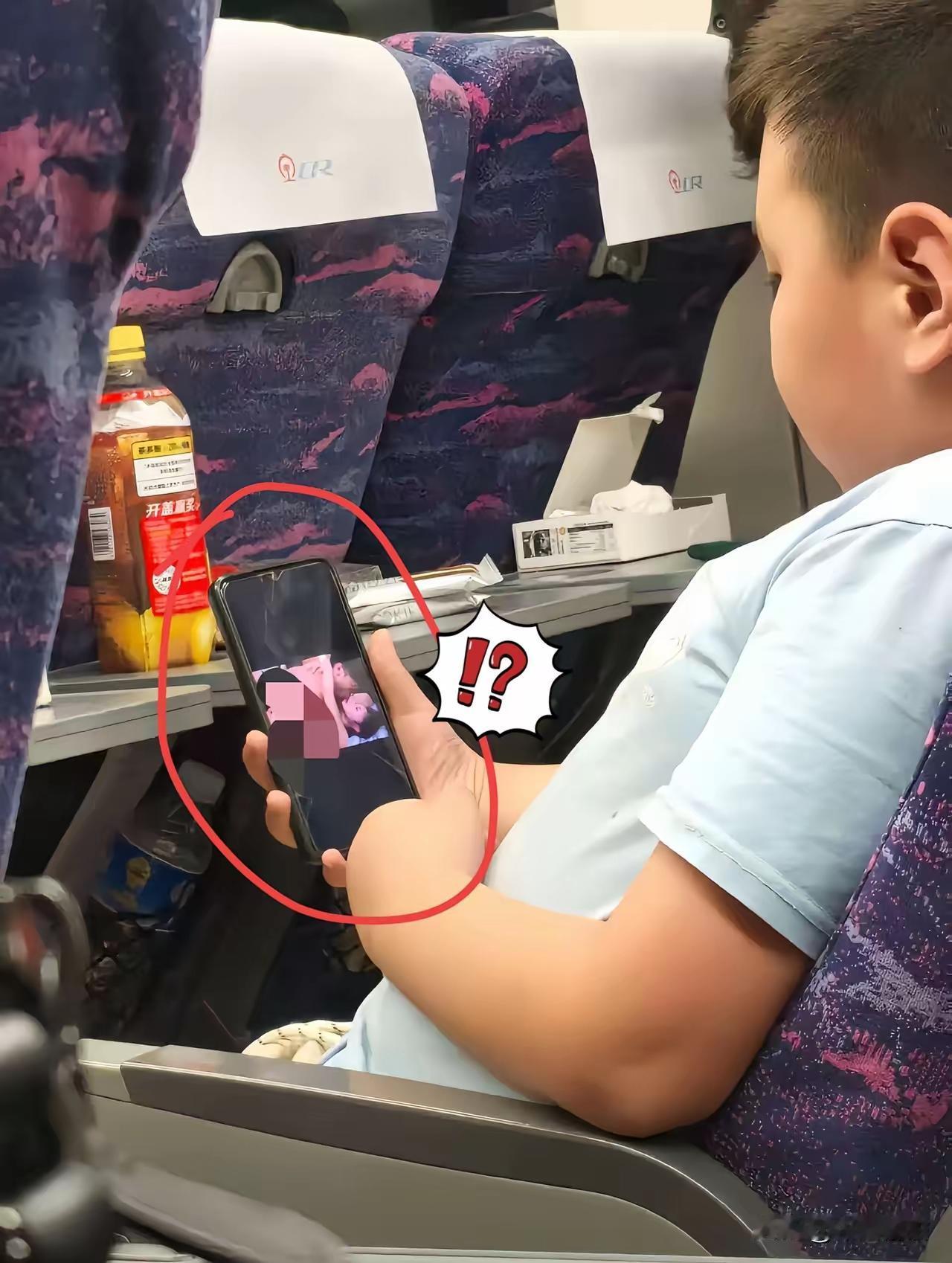 高铁上那一幕我到现在想起来都心发紧！
斜对面个看着刚上小学的小男孩，攥着妈妈手机
