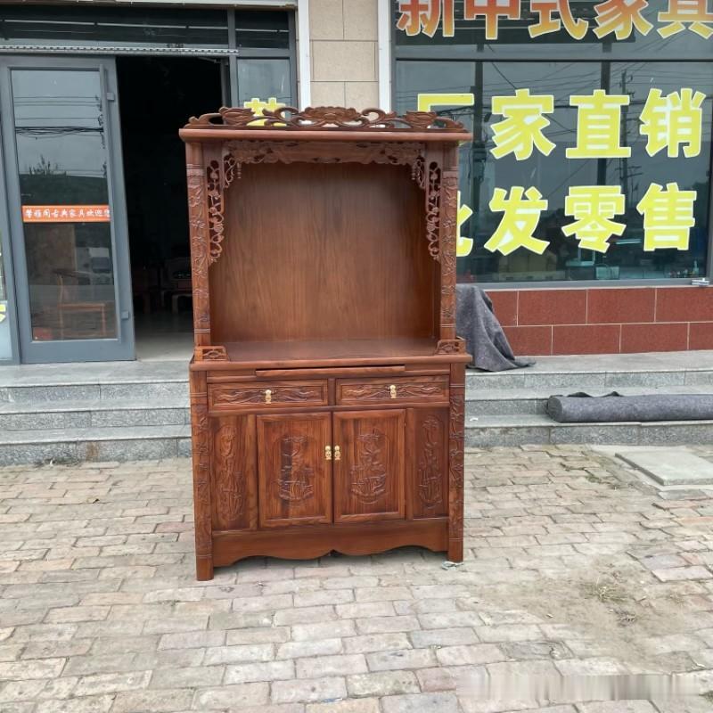 1.2米实木佛龛，无论是客厅一隅设佛堂，还是独立禅室供奉，这款佛龛既是礼佛圣物，