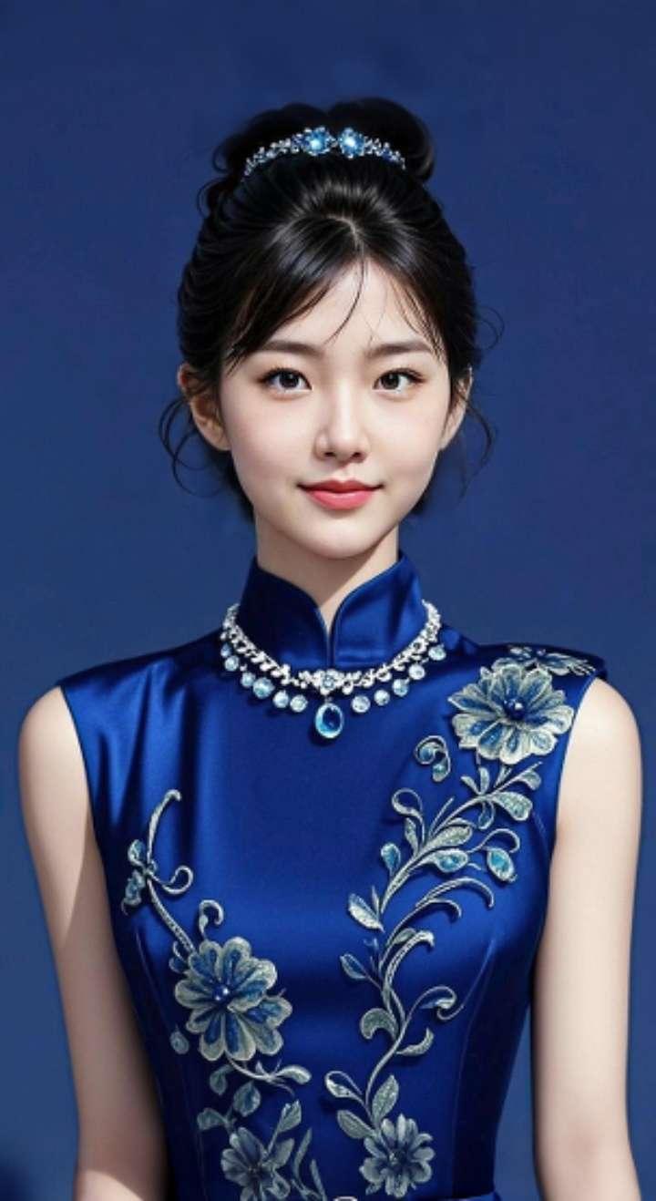 AI扩图 AI蓝韵佳人