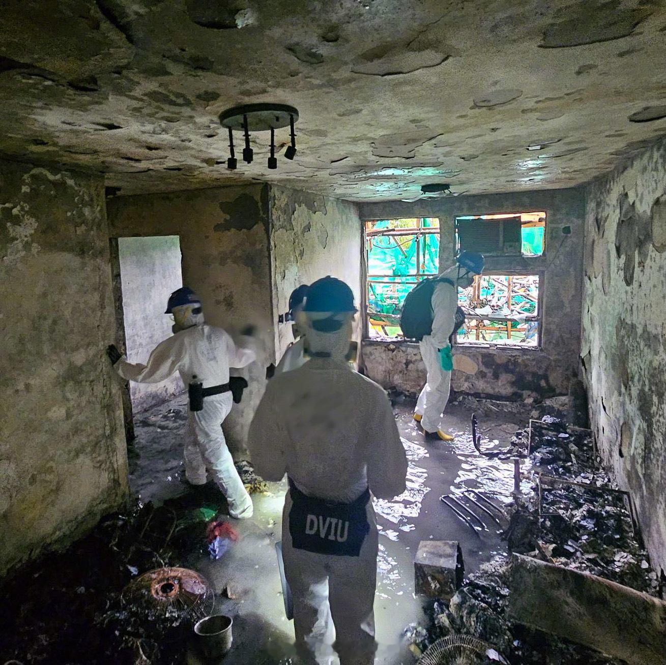 现场太恐怖了……真的就是烧到只剩下水泥和金属……其他全都成灰了……包括人香港通报