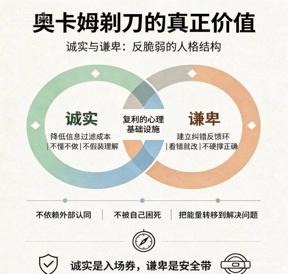 奥卡姆剃刀”的真正价值，不是“我跟别人不一样”，而是“我敢在多数人面前保持简单，