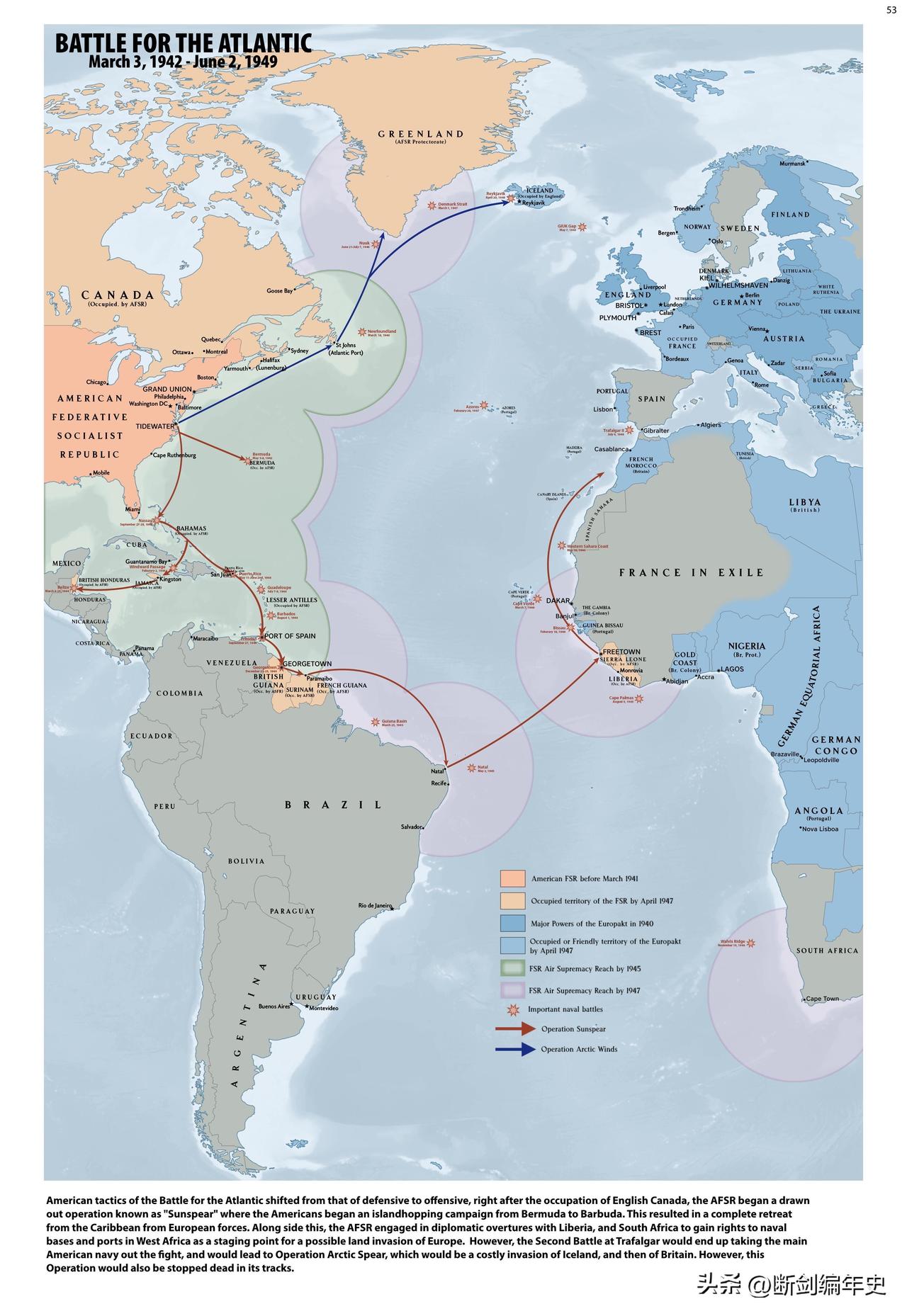 架空历史。1942-1949年的大西洋成为美洲联邦社会主义共和国（AFSR）与欧