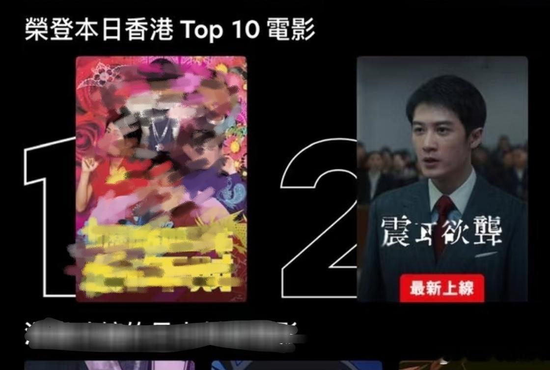 檀健次《震耳欲聋》网飞上线：台湾排名：TOP 1（电影类热播榜）香港排名：TOP