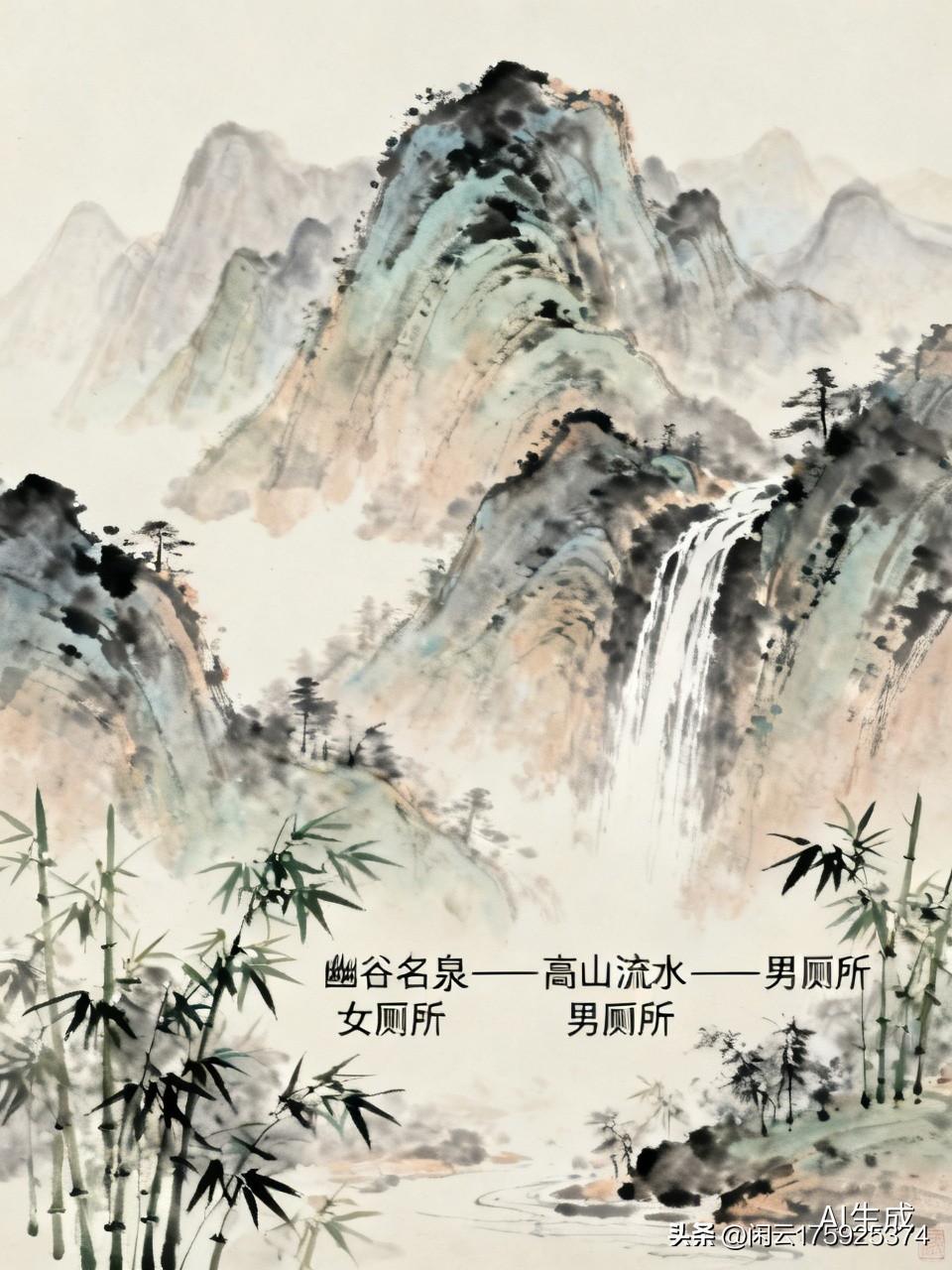 ，幽谷名泉是女厕所，，高山流水是男厕所！