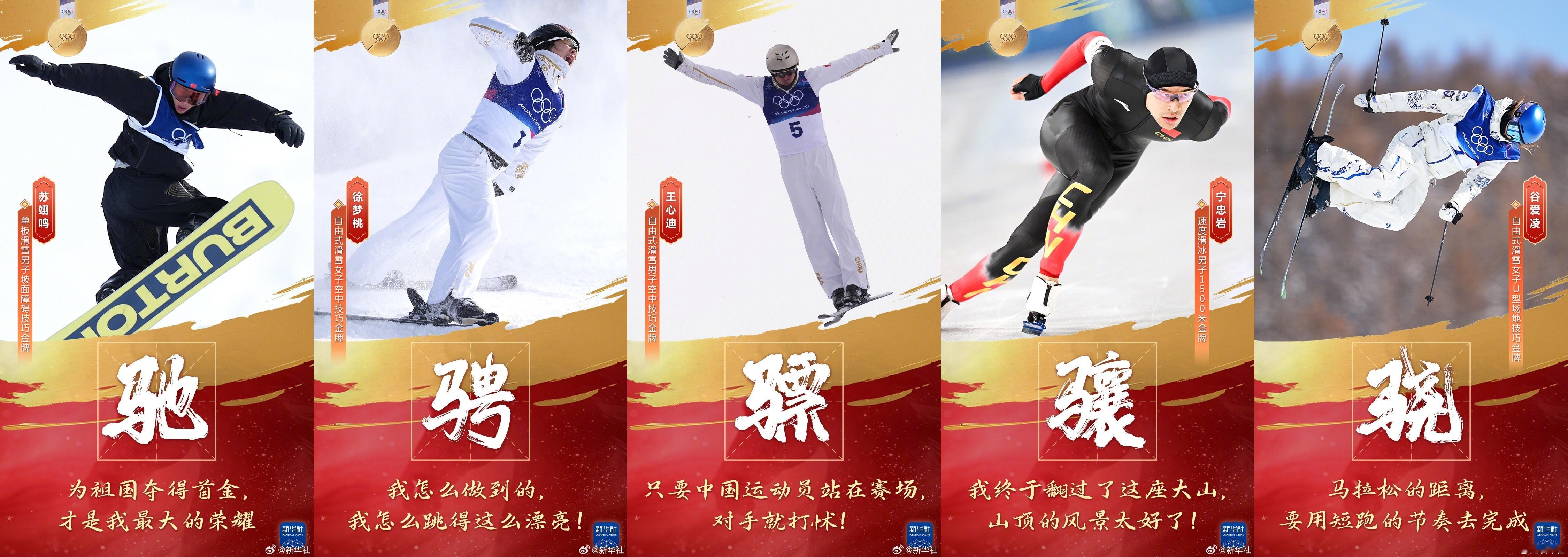 5枚金牌配这5个字太燃了“驰、骋、骠、骧、骁”🇨🇳冬奥会