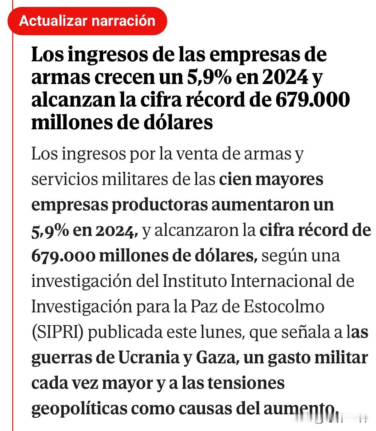 俄乌战事，对于军工企业则是数十年一遇的大机会哦。
   据统计，2024年，世界