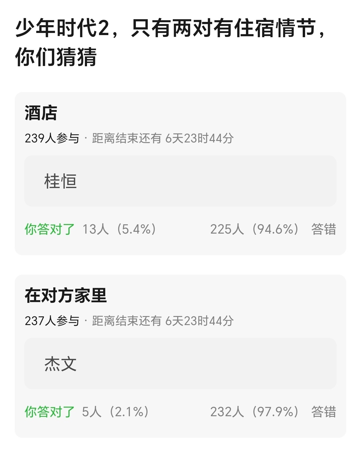 🎀张桂源陈奕恒 王橹杰杨博文在我们的少年时代2有双人住宿情节，分别是酒店和对方