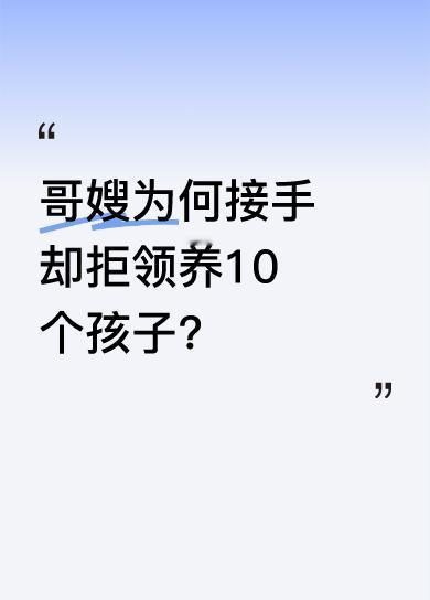 有对夫妻狂生8个孩子后双双离世，留下众多孩子。哥嫂接手相关事宜，却拒绝领养这10