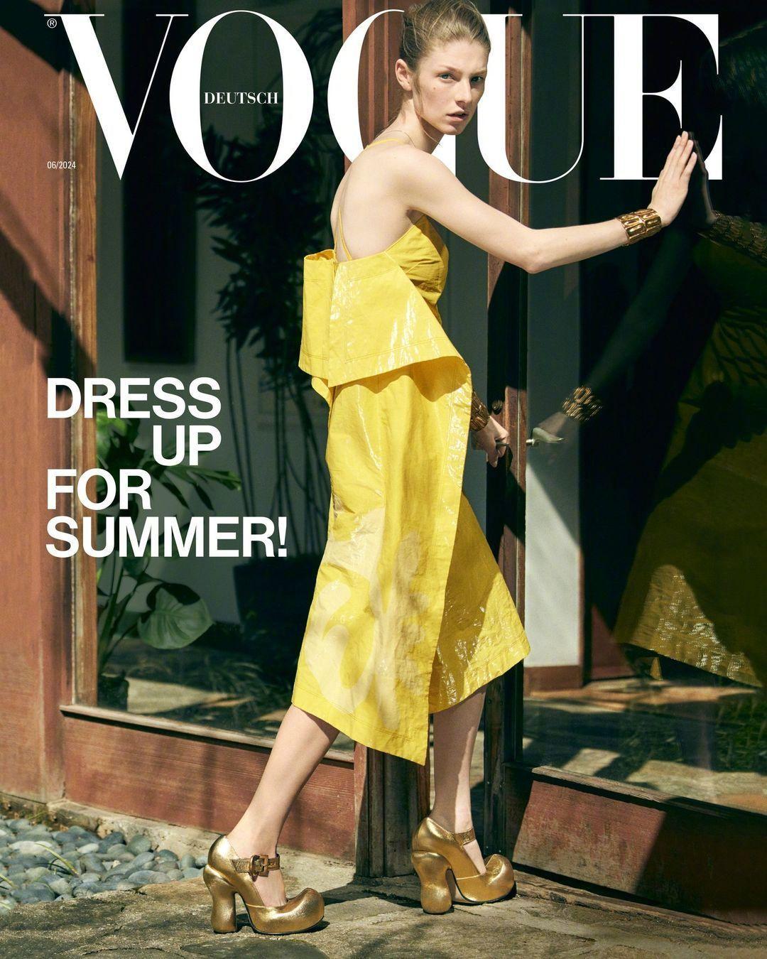 #影人赏图# 亨特·莎弗登上德国&意大利版《Vogue》6月新刊封面，内页多图也