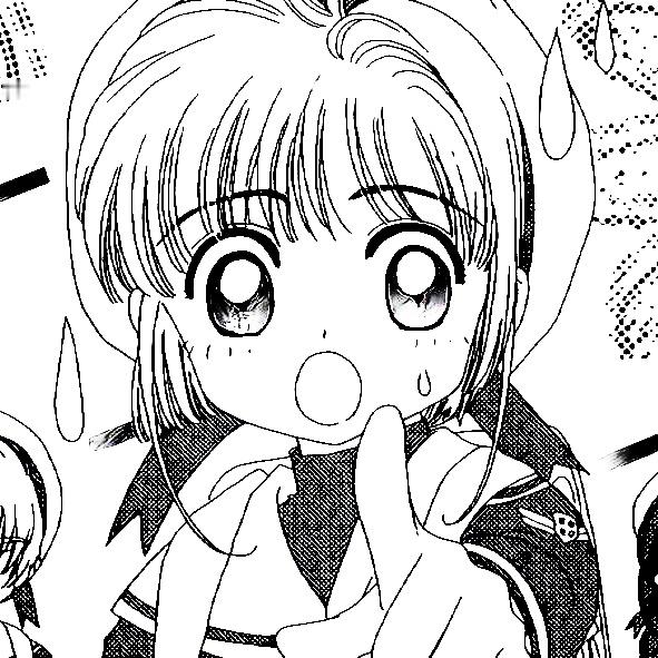 #魔卡少女樱#「 小樱x小狼」黑白漫头像(ˊ˘ˋ*)[心] ​​​