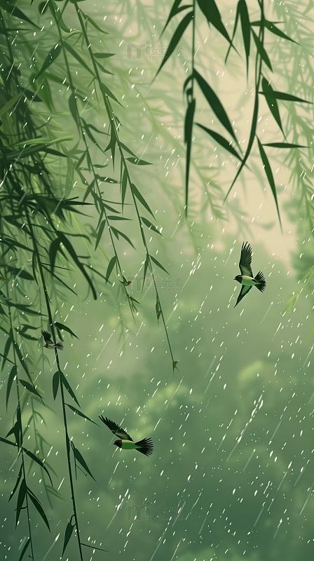 下联；燕飞细雨斜。

（图片来自网络）