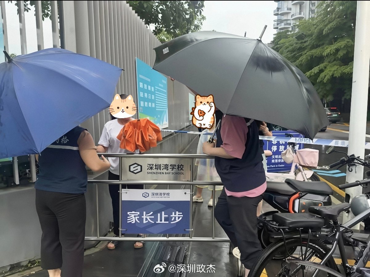 昨天下午深圳停课，深圳湾学校某位家长的车（外国品牌）在门口突然自燃。消防车快速抵