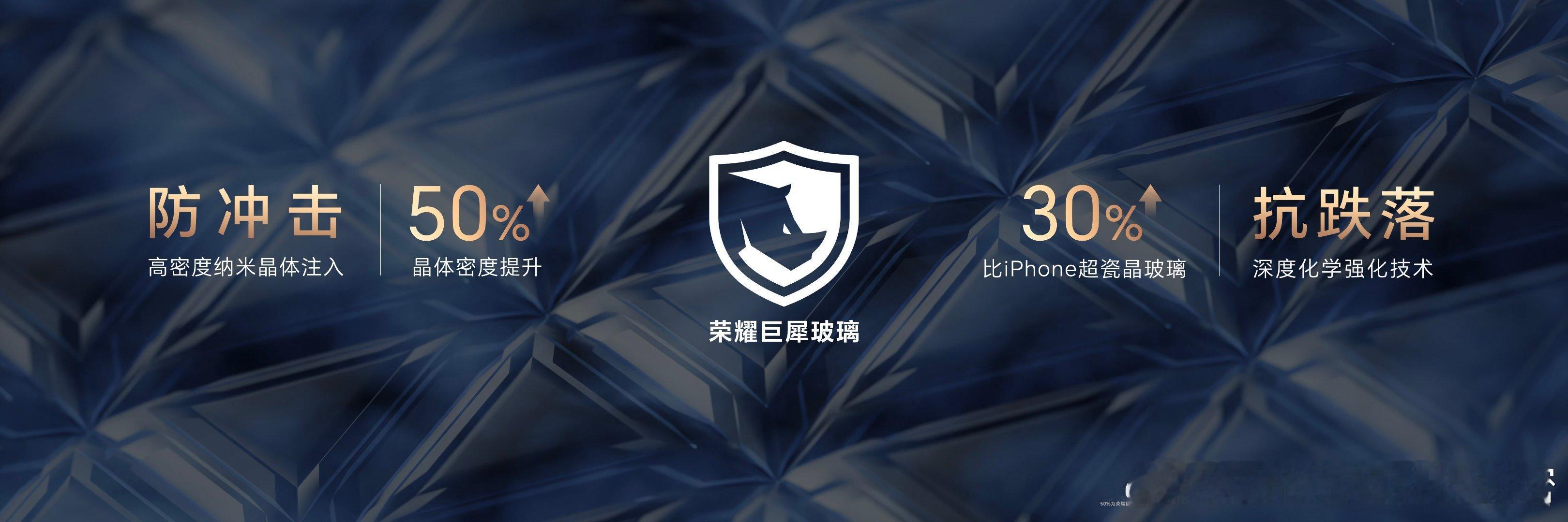 荣耀Magic6系列带来全新一代抗跌耐摔微晶玻璃——荣耀巨犀玻璃。行业首款通过S