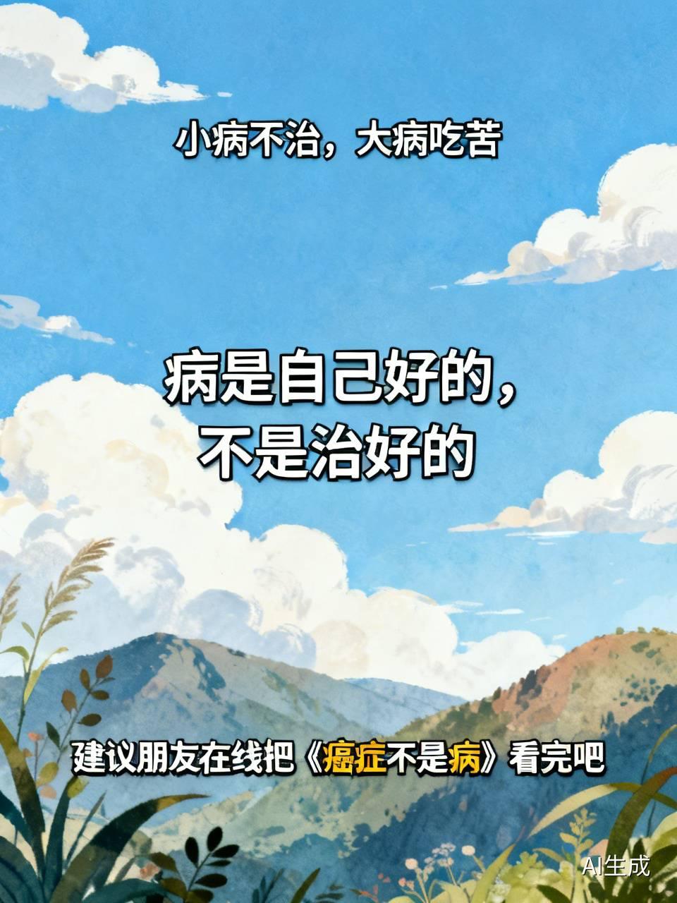 几十年前有个理念：小病不治，大病吃苦。可是小病不治，真的会变成大病吗？
院士说我