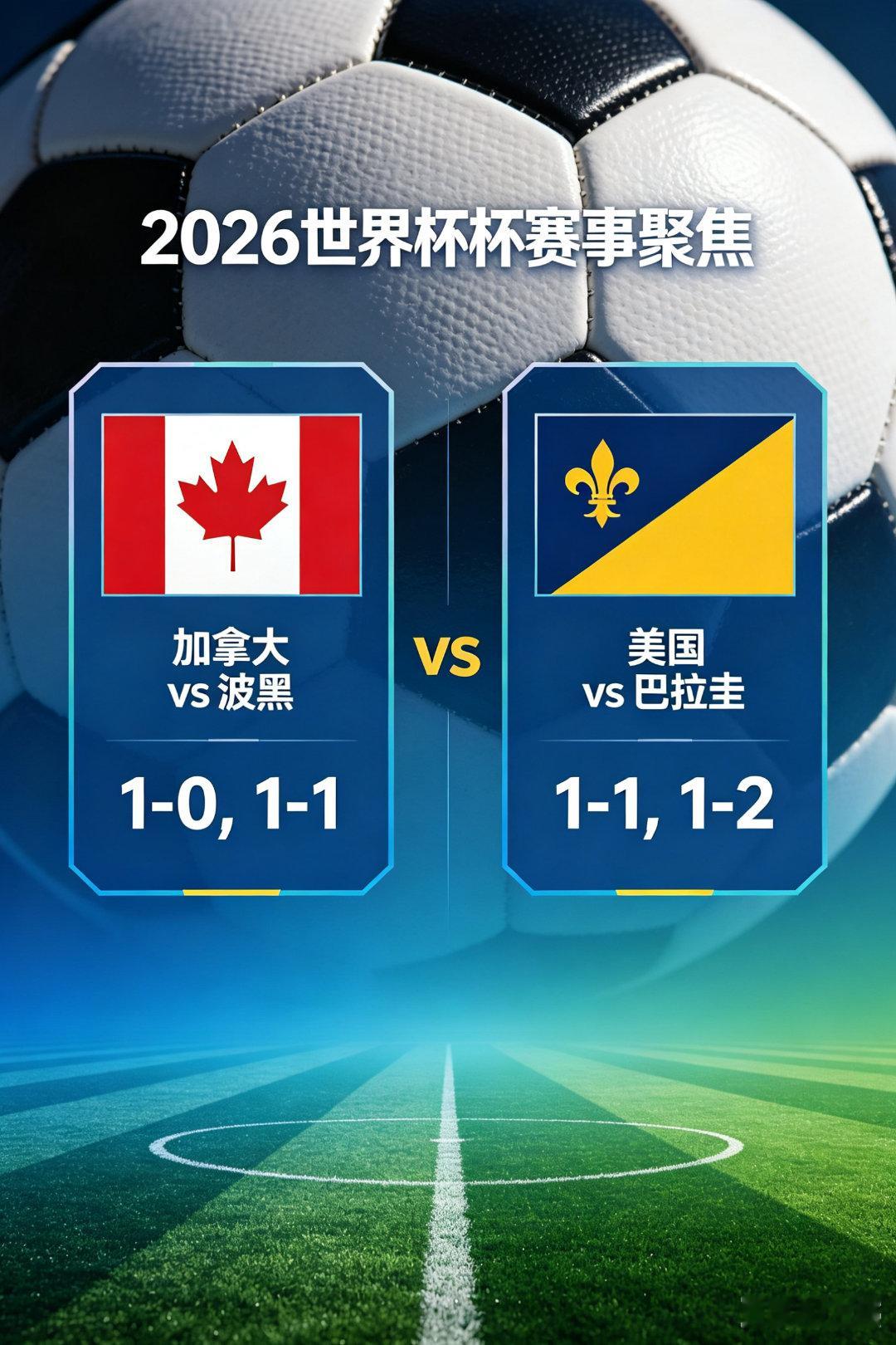 世界杯精彩继续加拿大Vs波黑  双平美国Vs巴拉圭  让负今日加拿大单关 平 每
