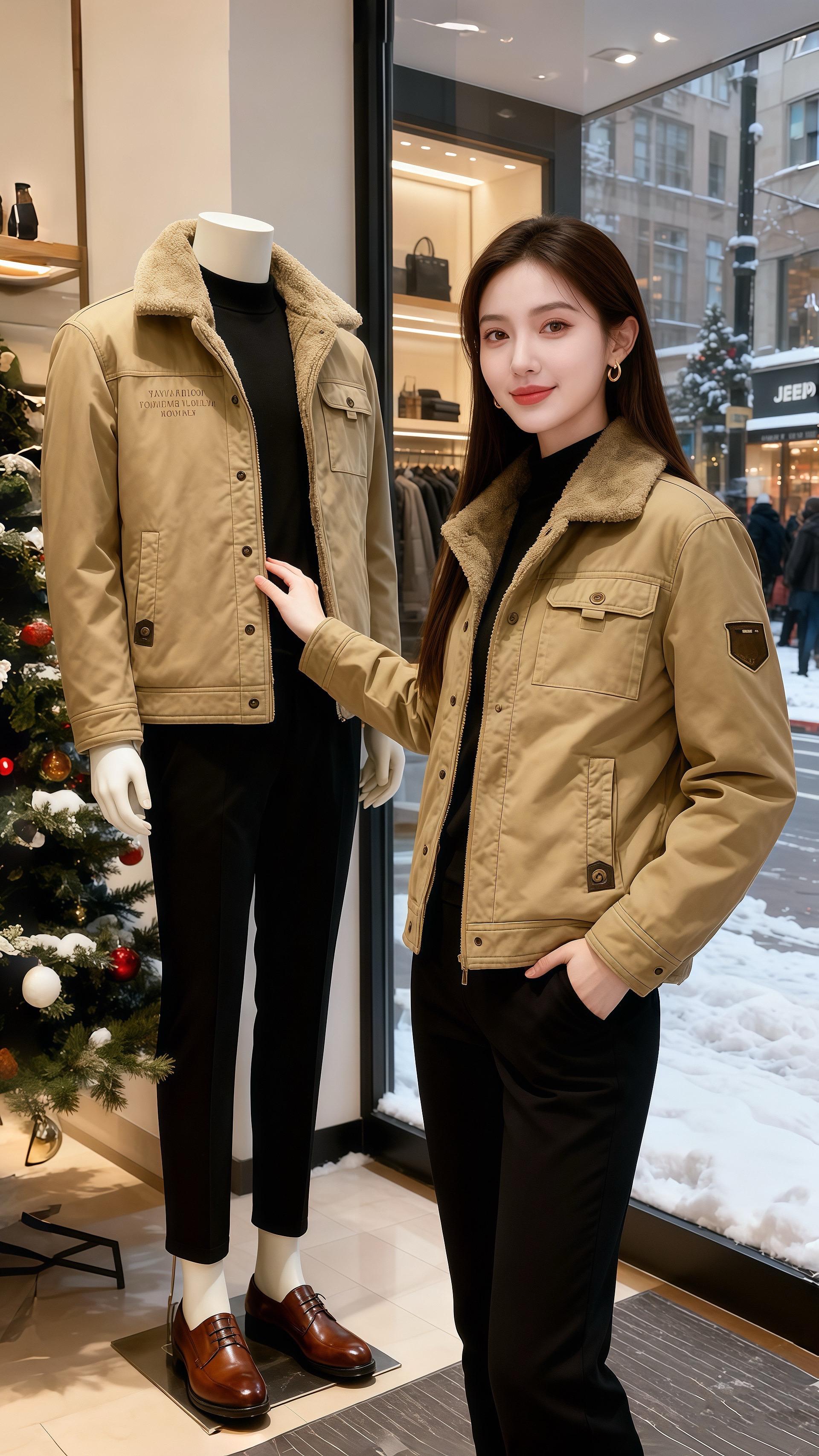 雪絮飘在咖啡馆窗沿时，许妍指尖正蹭过卡其色外套的毛绒领口——暖棕绒毛裹...