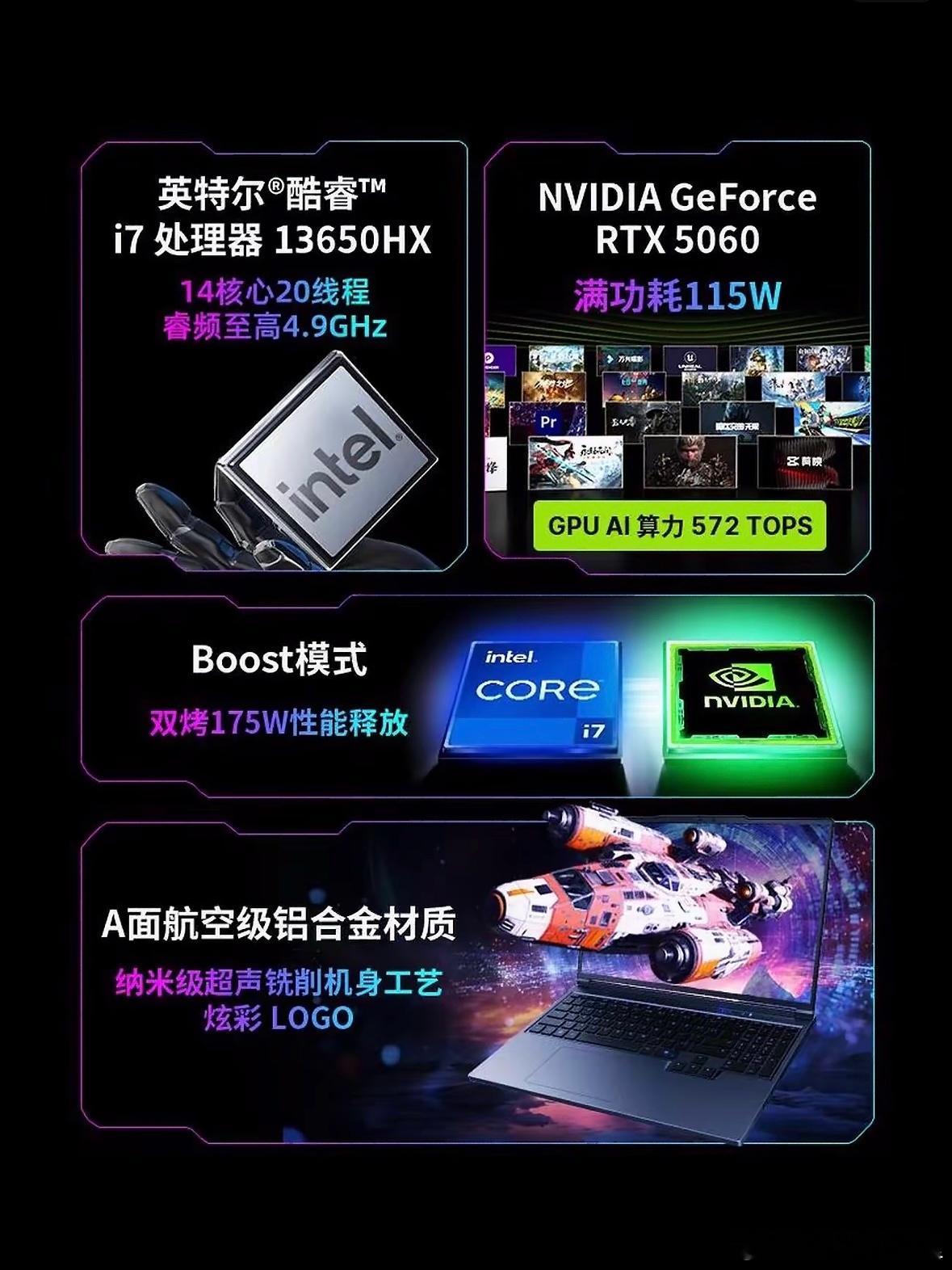 机械革命今天发布了旷世X潮玩版游戏本，搭载13代酷睿i7-13650HX处理器，