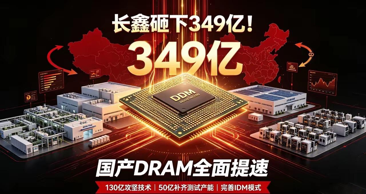炸锅！349亿重金砸下！国产存储龙头长鑫科技放大招
​​国产DRAM彻底提速！9