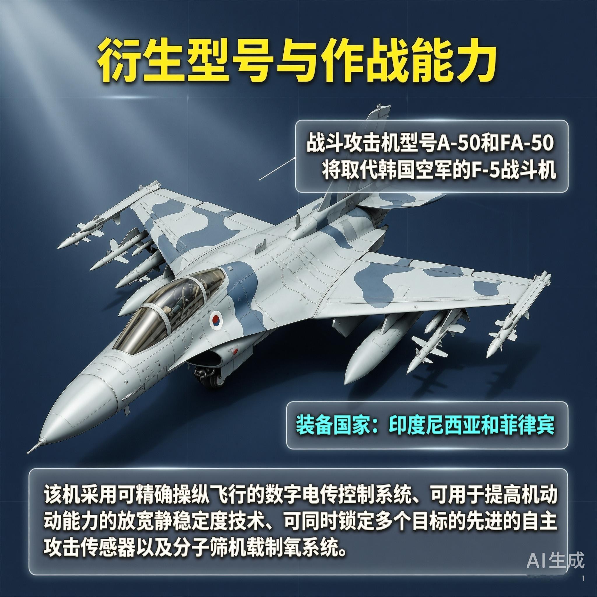 军事ai新视野 T-50“金鹰”教练机［韩］机长：13.14米翼展：9.45米机