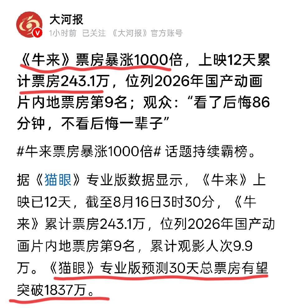 就这10万成本不到的破电影，作者有望赚到至少500万的收益，不信你看现在的数据，