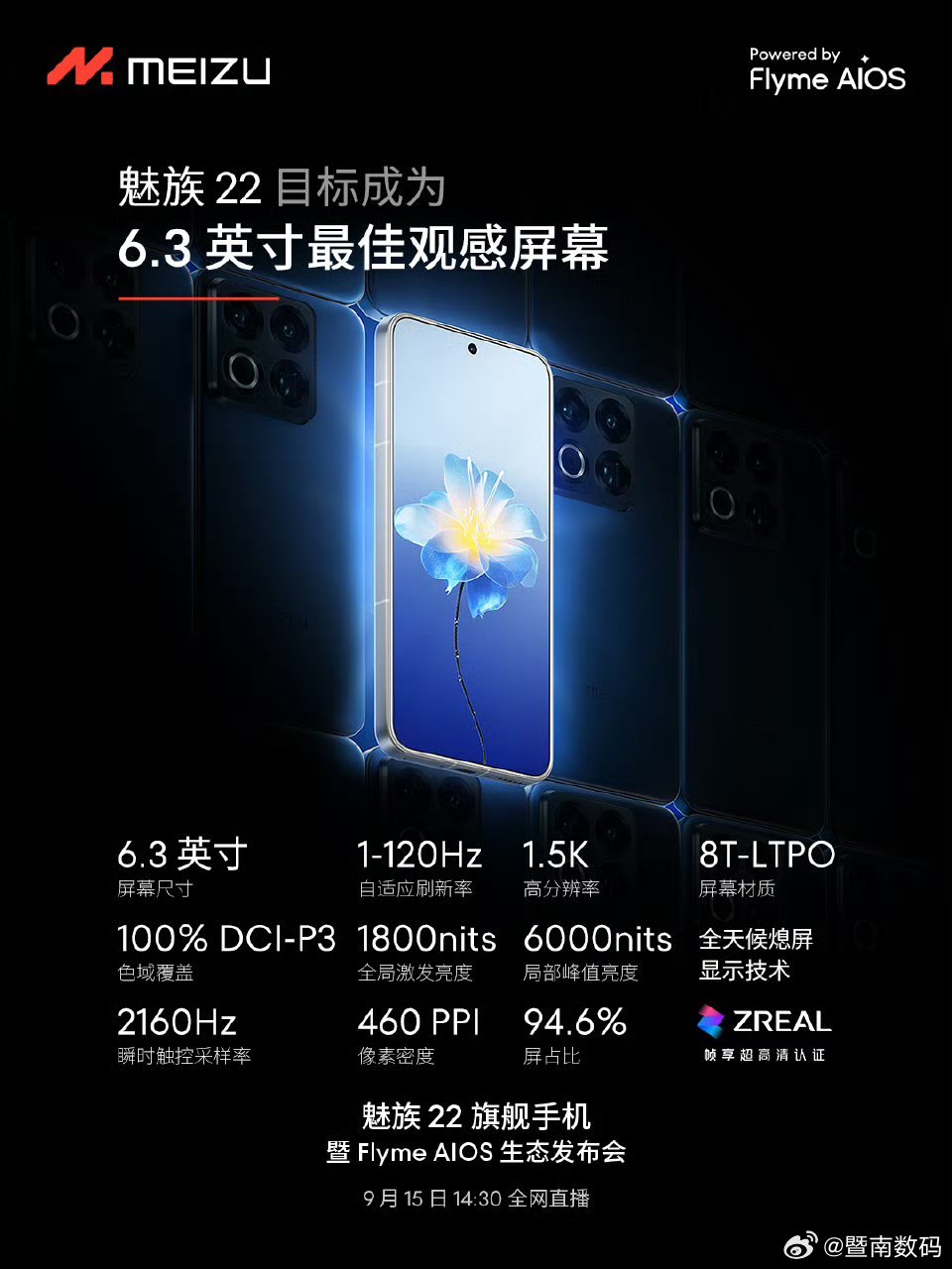 【魅族 22 手机目标成为“6.3 英寸最佳观感屏幕”：1.5K 120Hz L