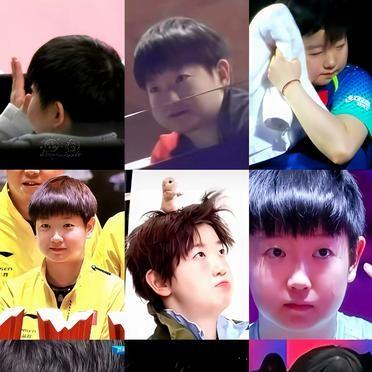 孙颖莎圆脑袋圆脸蛋，像个小汤圆。球迷叫她小豆包。
场下软萌，场上正手快如闪电，带