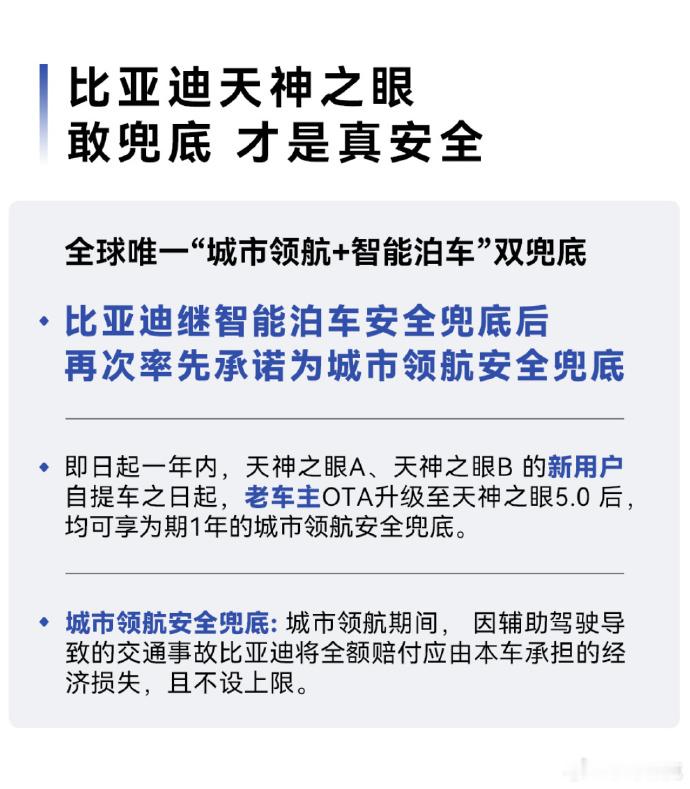 比亚迪，真牛逼！敢为人先，智驾、泊车双兜底！赔付不设上限！不愧是迪王，佩服的五体