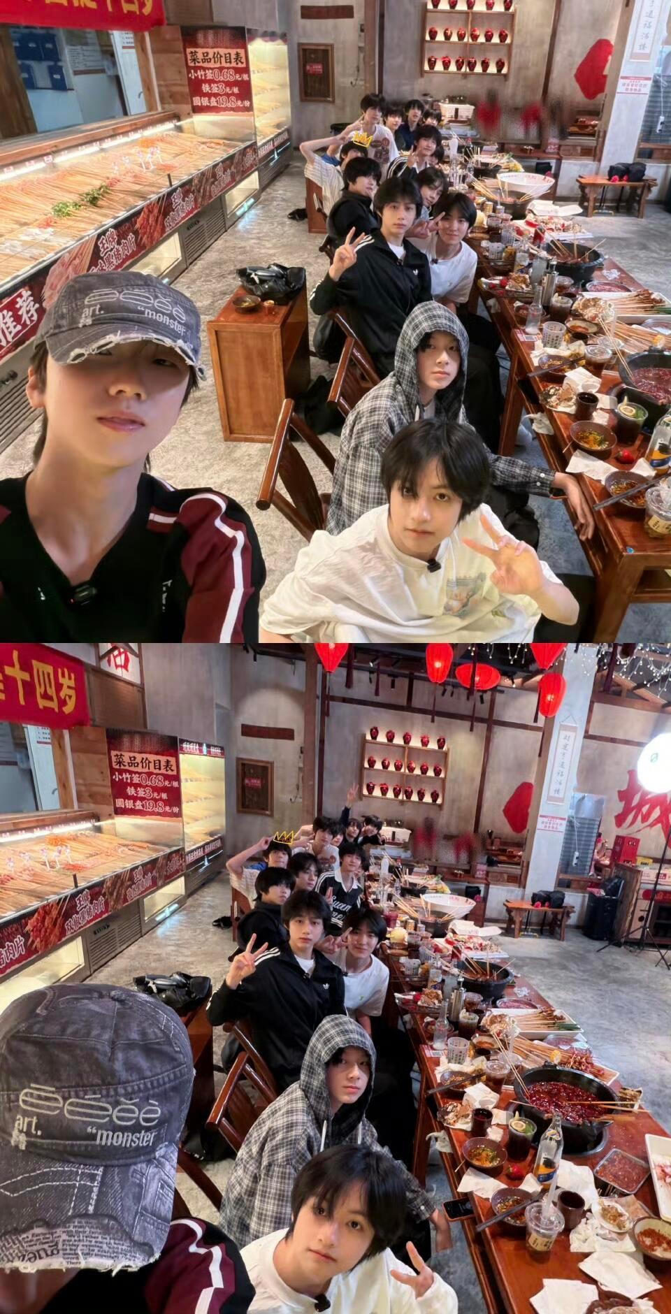 tf四代好有活人味的合照哈哈哈原来路透是去聚餐庆祝生日了 