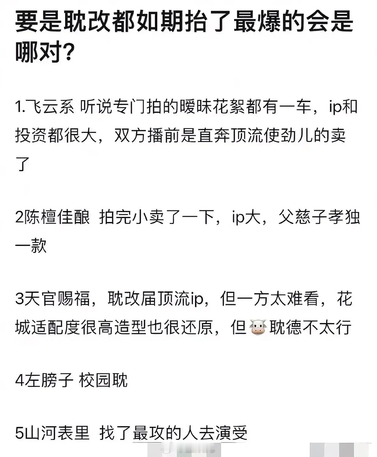 假如耽改没禁，全都如期播出最爆的会是哪对？ ​​​