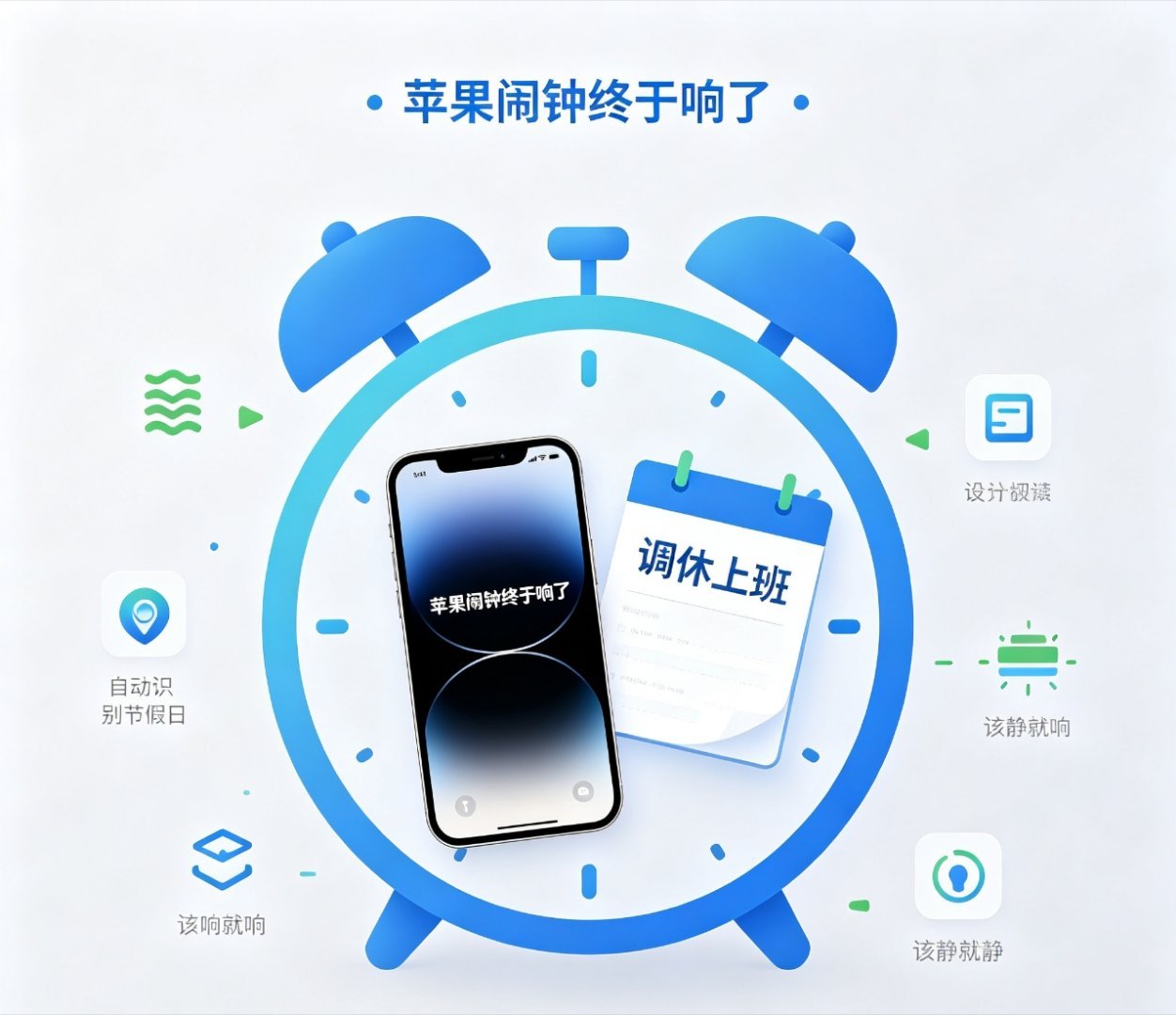 苹果闹钟终于响了以前每到节假日，果子总能因为闹钟问题上个热搜——不是调休上班日没
