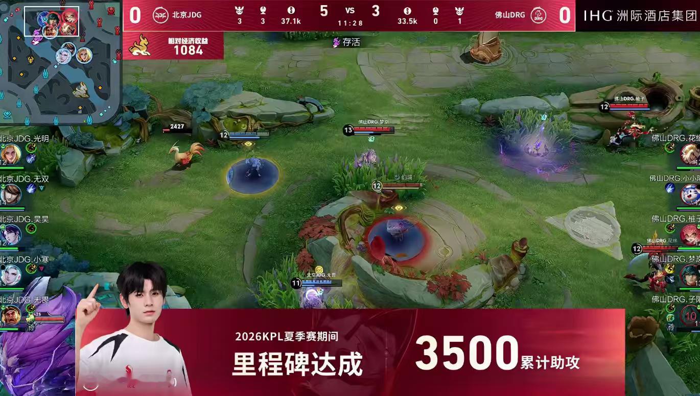 恭喜（杨涛）在KPL夏季赛中达成个人职业生涯3500助攻里程碑无畏达成3500助