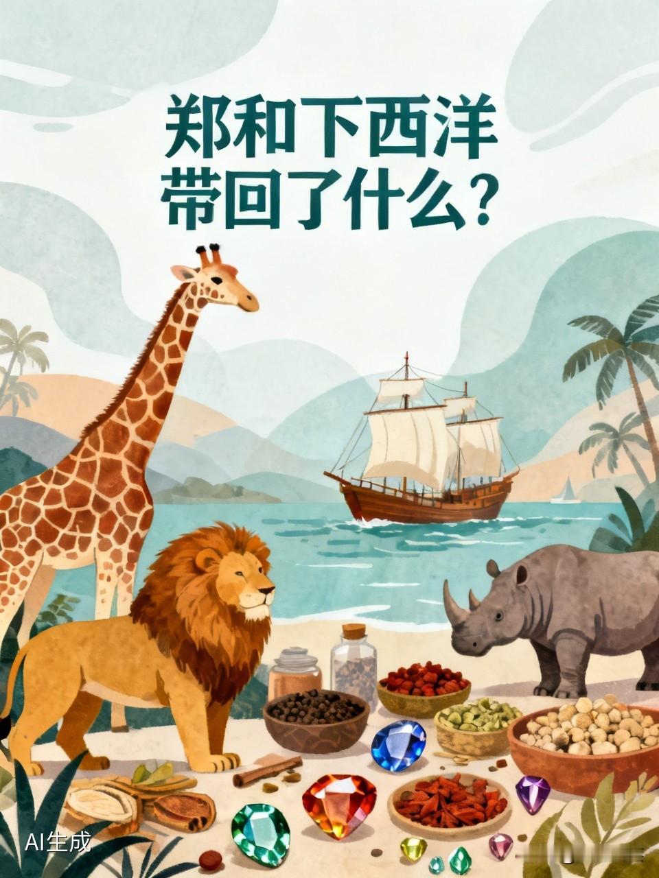 郑和下西洋带回了什么?

郑和下西洋不仅宣扬国威，更带回了大量珍奇异兽，如非洲的