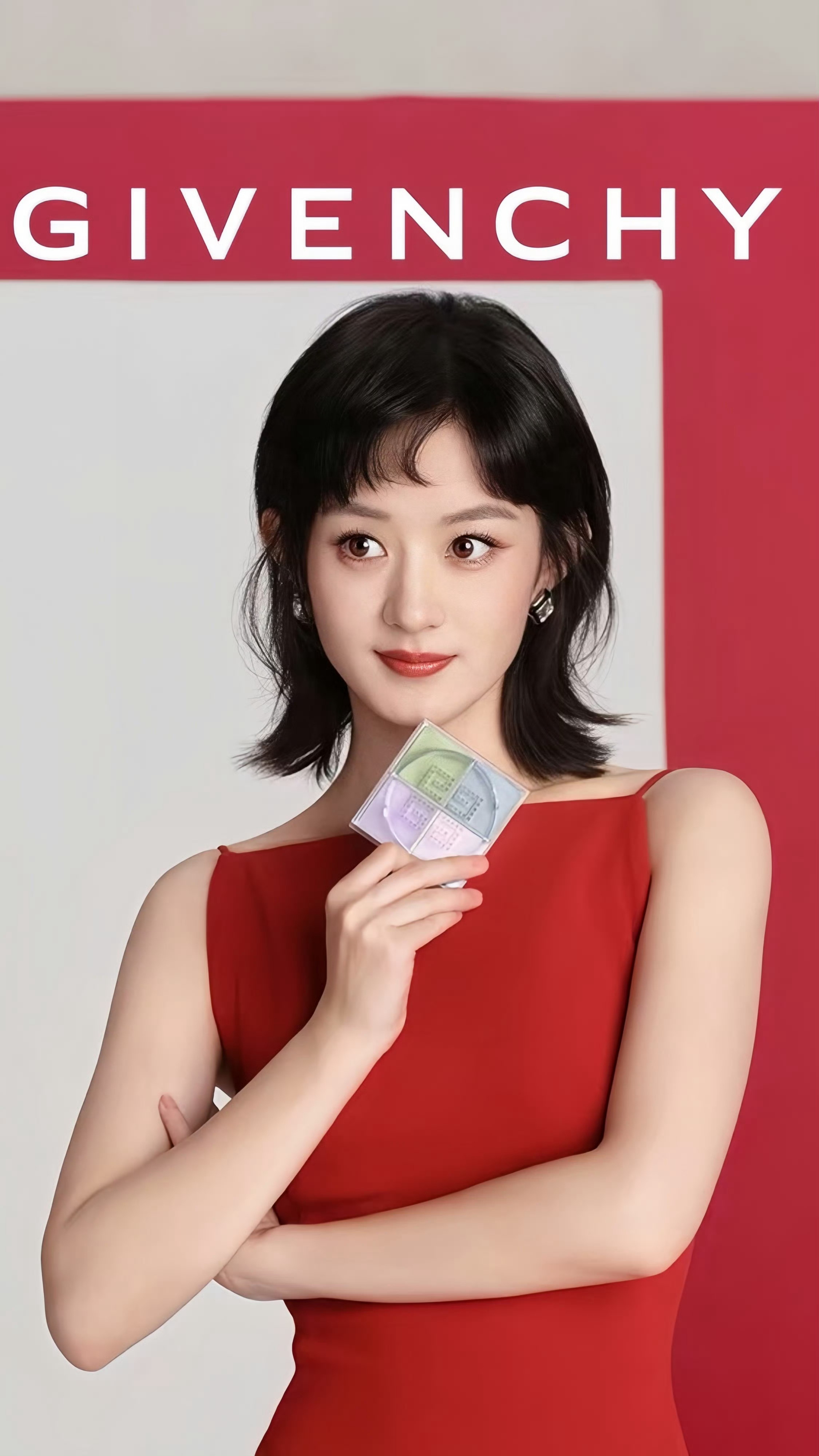 纪梵希全球彩妆及香氛代言人赵丽颖太美啦红裙绝绝子