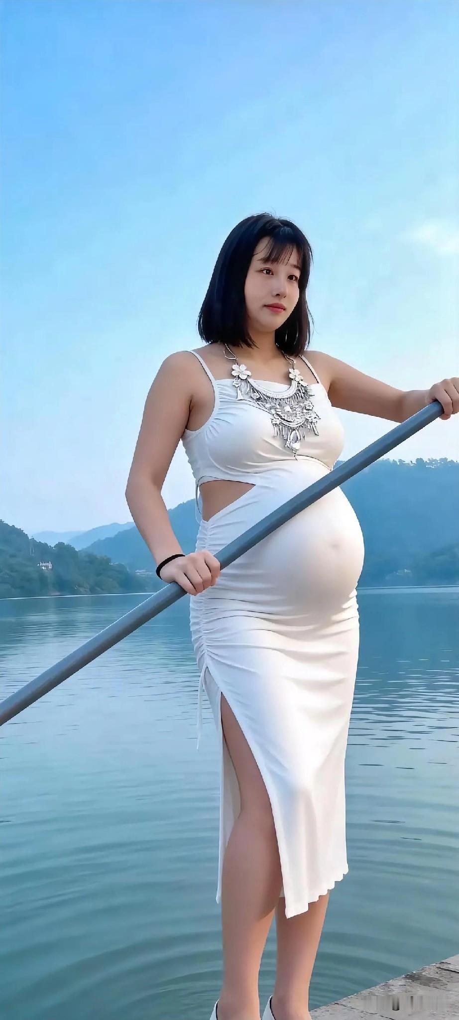 湖畔轻舞轻纱裙，优雅温婉孕美人
长裙孕妇照 温柔系孕妇裙 孕妇半身长裙 高级气质