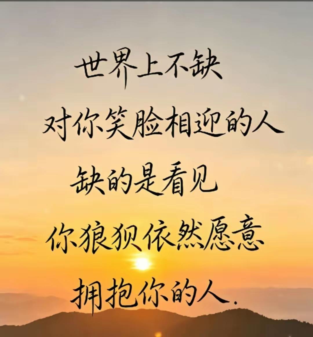 世界不缺笑脸，缺的是愿意拥抱你的心。生活里，笑脸随处可见，可真心却难寻。
很多时