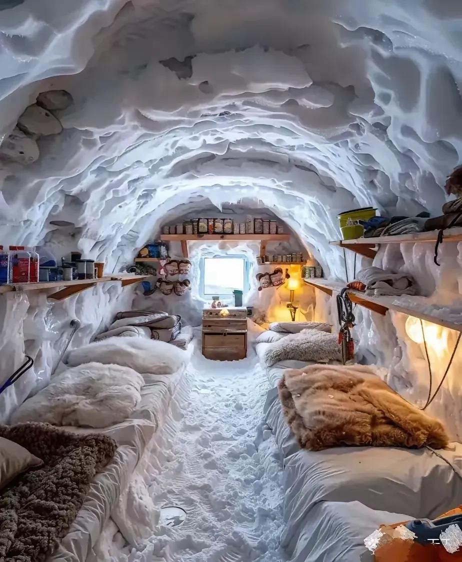 因纽特人的雪屋，给我多少钱都不愿意入住，
看着都冷，外面那么冷，屋里再暖和也不会