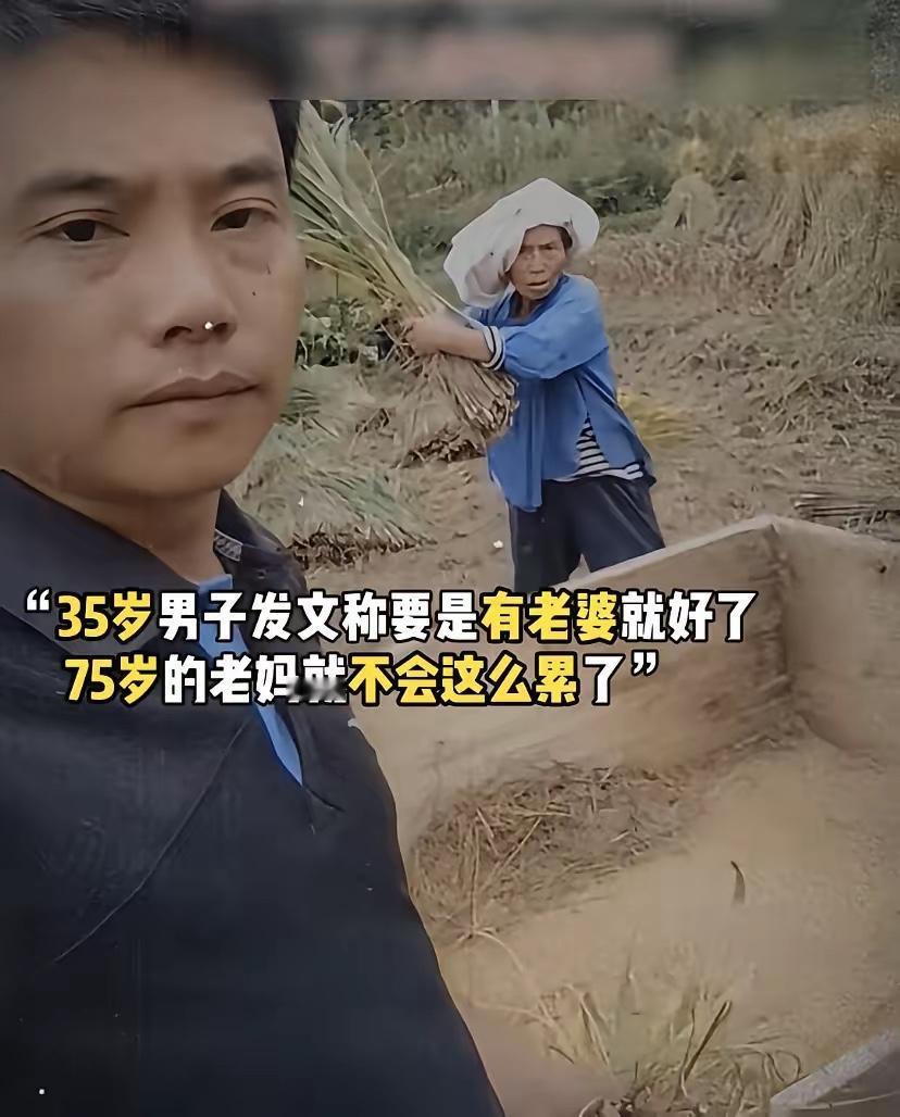 35岁大男人站在田埂上看着75岁老妈下地忙活，转头发朋友圈感慨“要是有老婆就好了