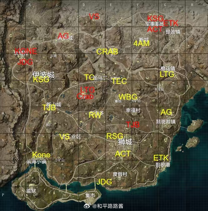 2026PEL夏季赛常规赛第六周突围赛，各参赛队跳点图，仅供参考，如有变动，以参