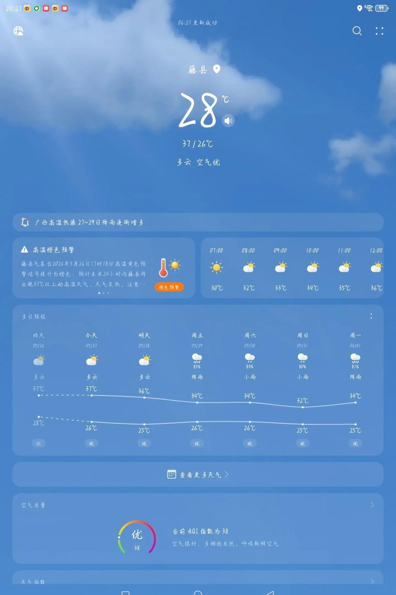 最近广西的天气好热啊，热死了