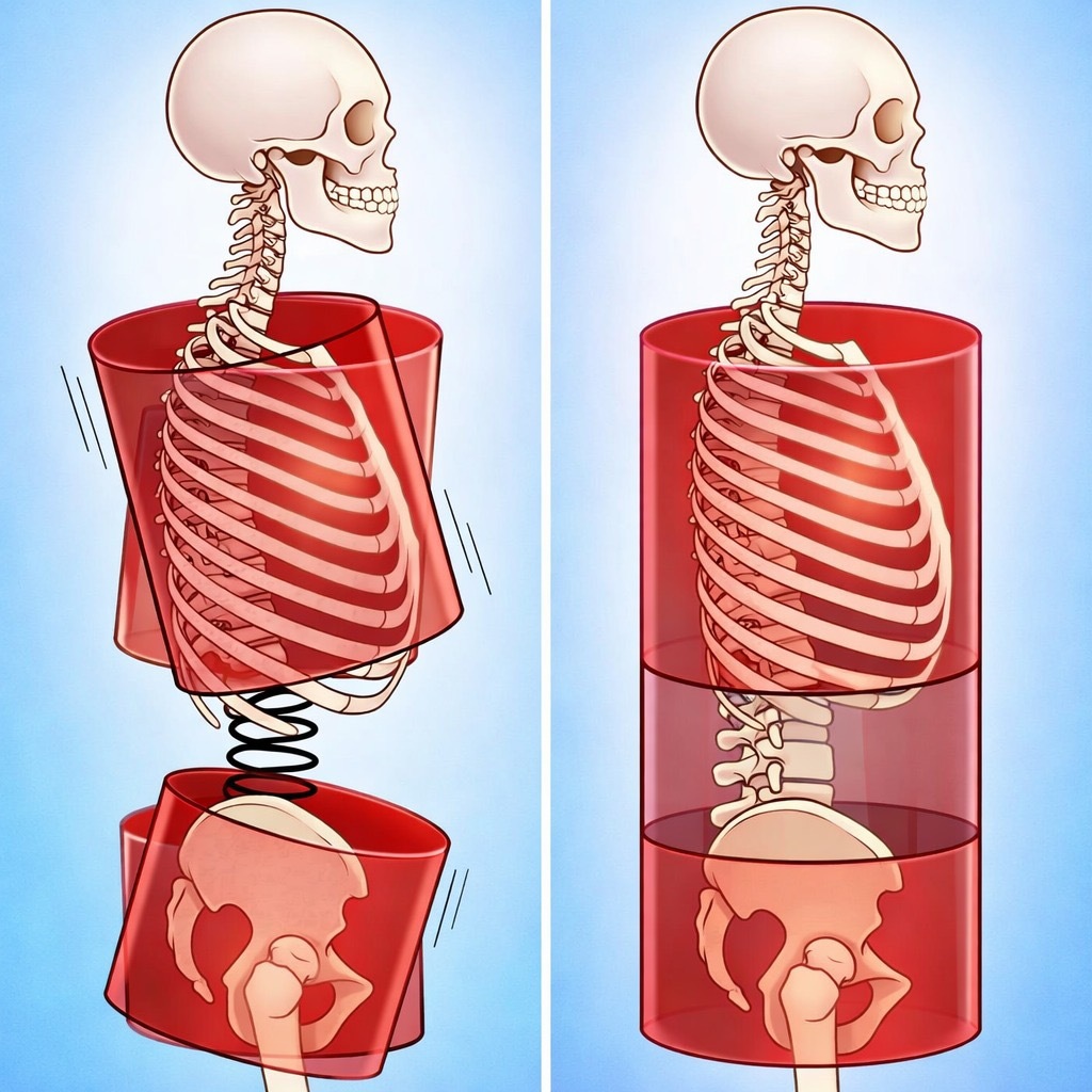 一句话康复科普 刷到一张很形象的图，分享给你们，帮你快速了解什么是胸廓骨盆的对合